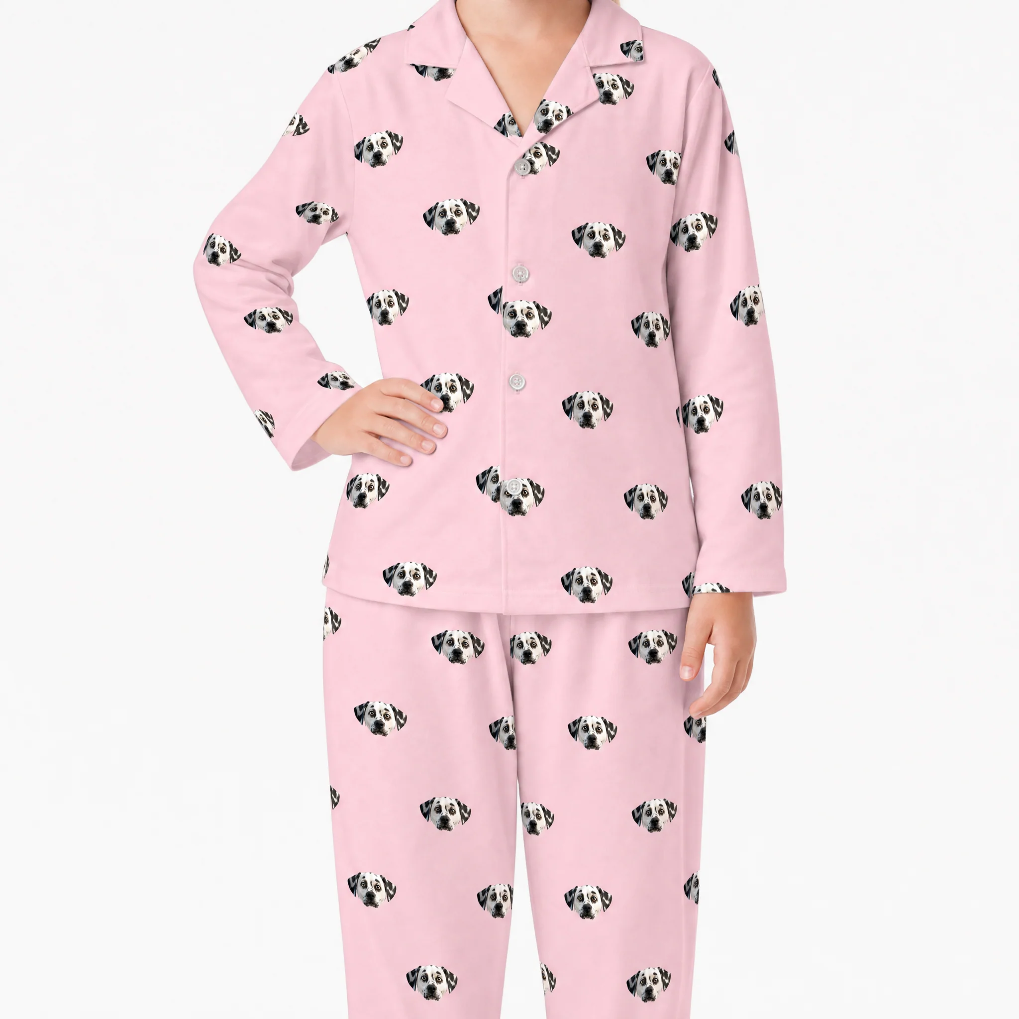 Kids Custom Cartoon Pet Face Pajamas - Pink Dream - Image 2