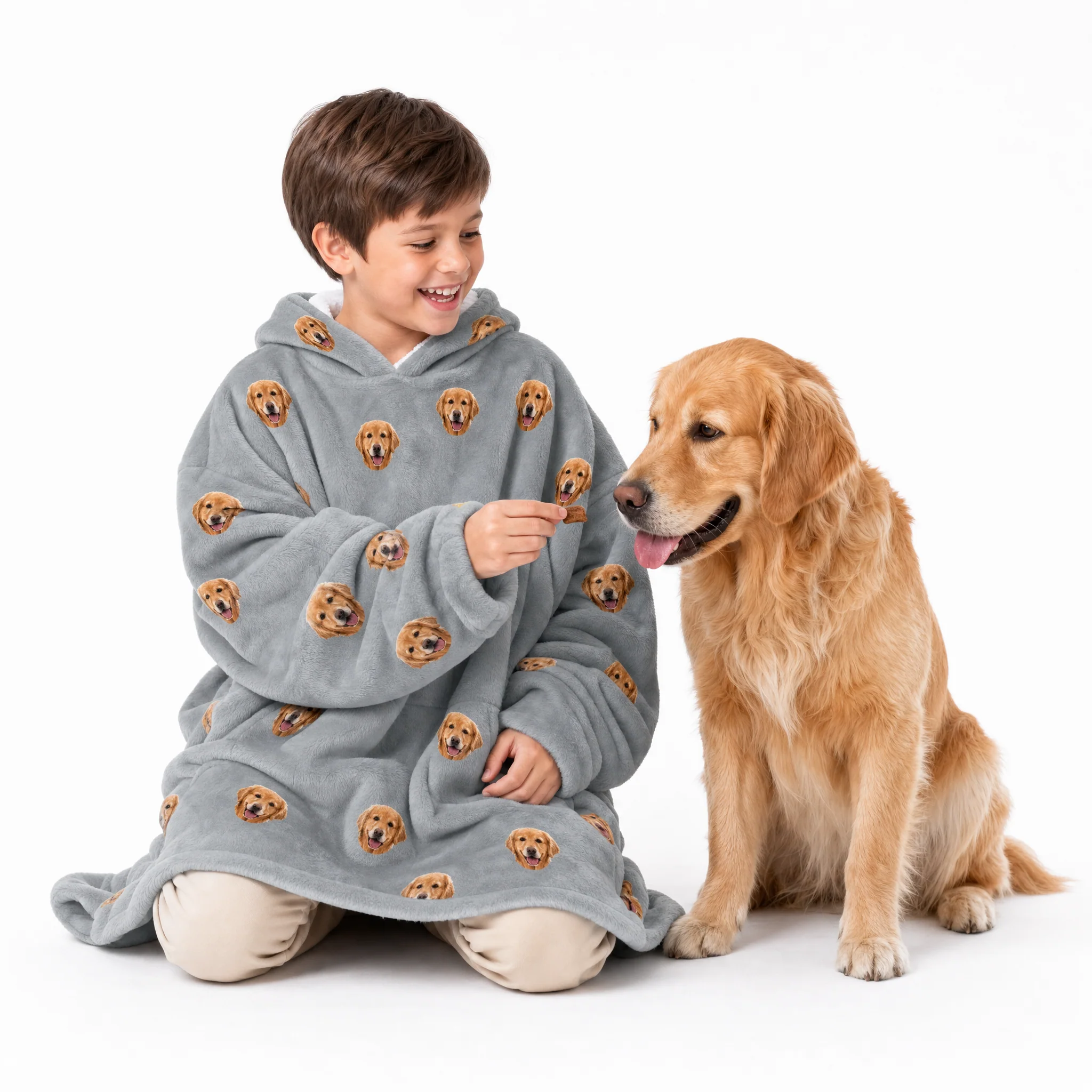 Kids Custom Pet Face Fleece Blanket Hoodie - Image 11