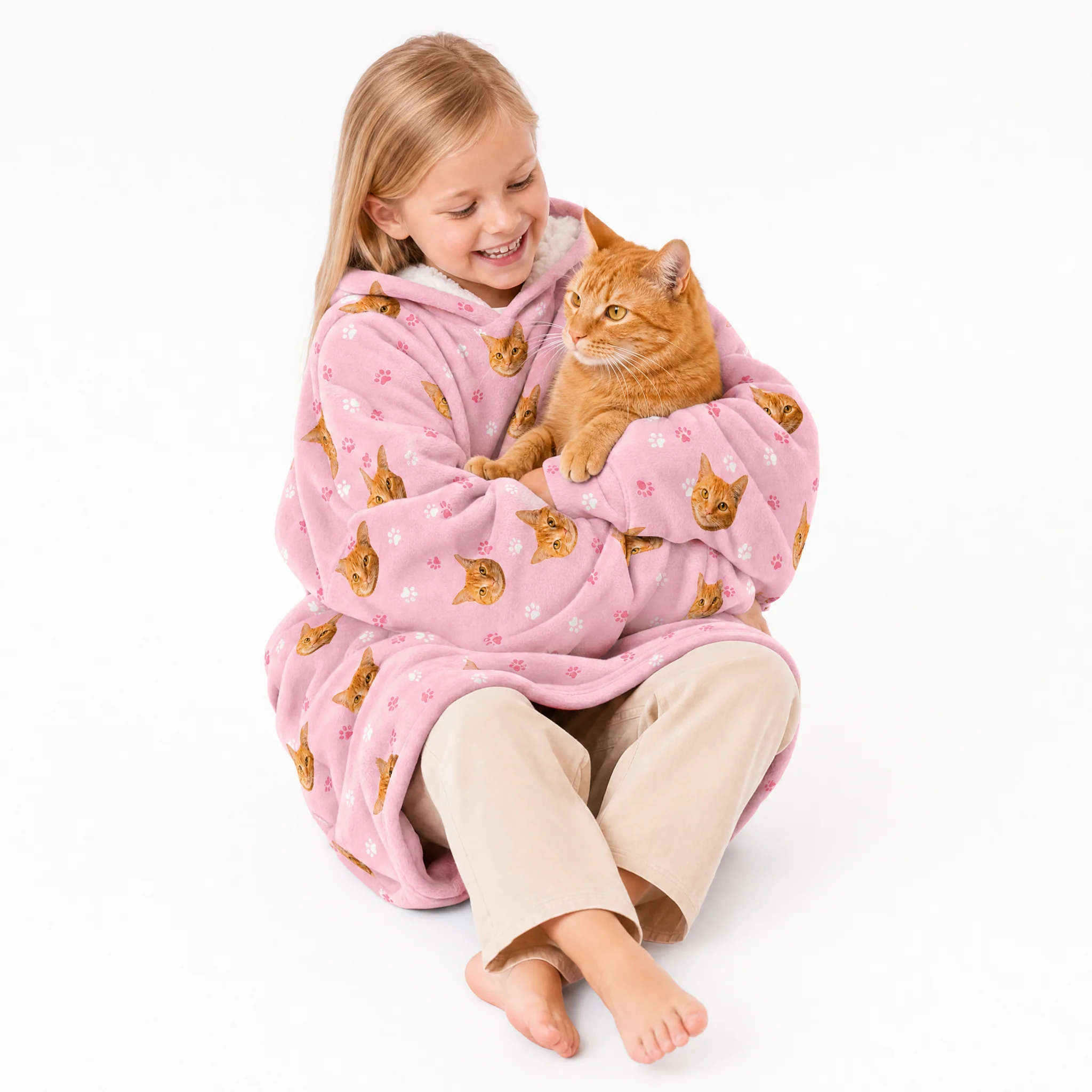 Kids Custom Pet Face Fleece Blanket Hoodie - Image 13