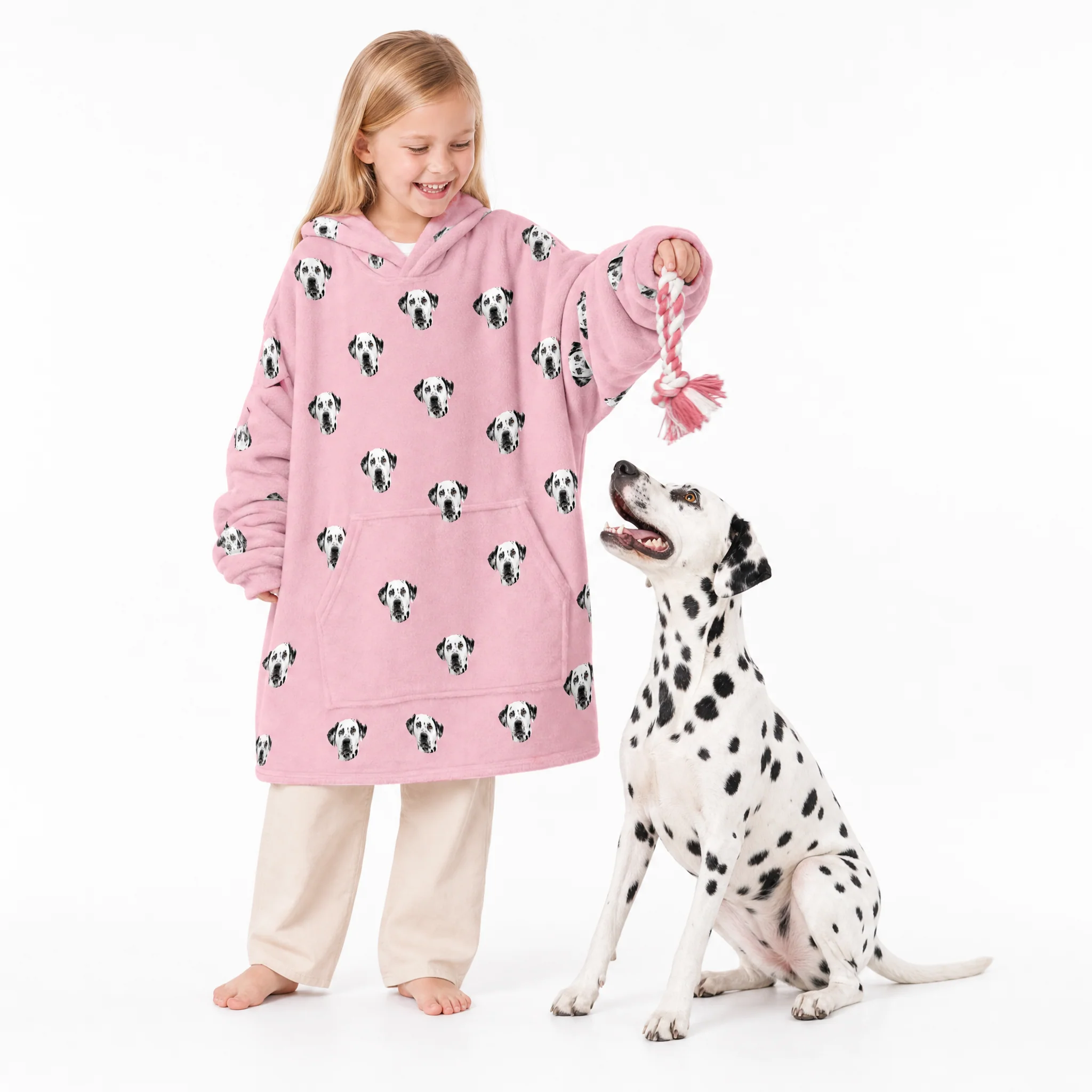 Kids Custom Pet Face Fleece Blanket Hoodie - Image 3