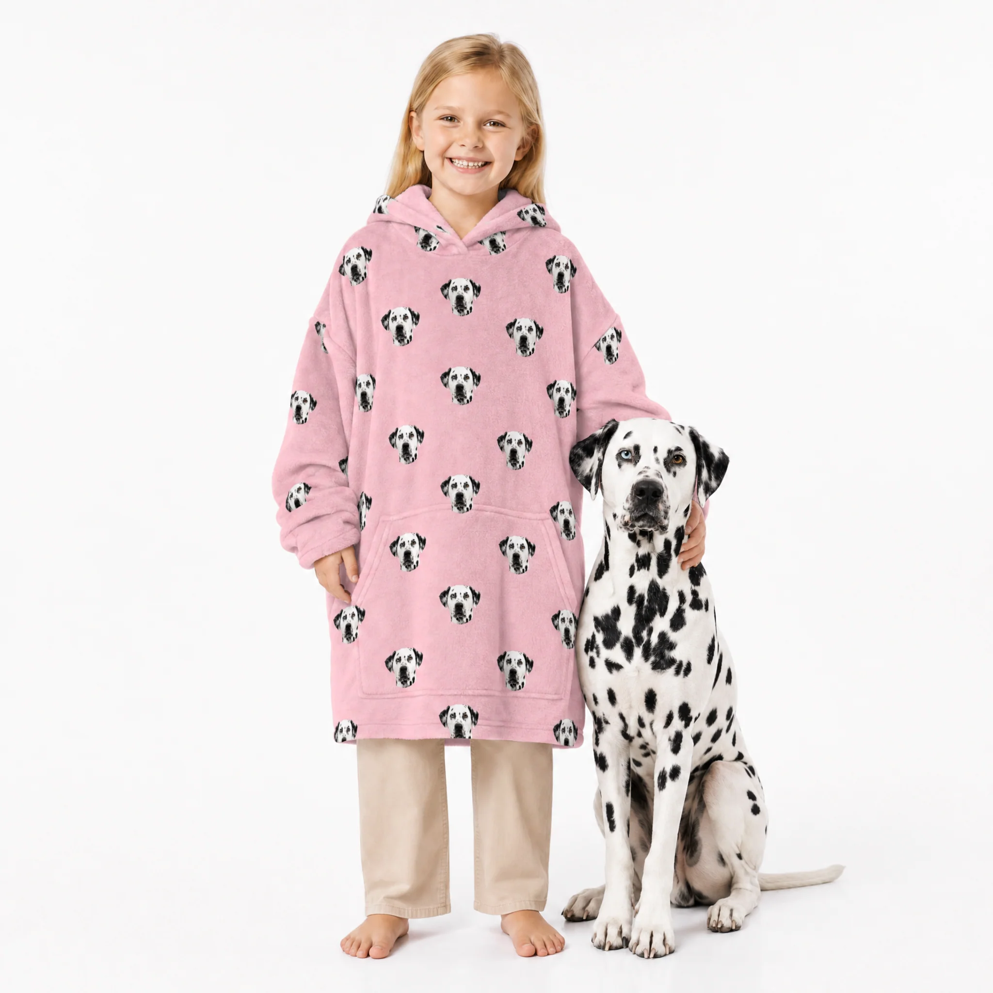 Kids Custom Pet Face Fleece Blanket Hoodie - Image 5