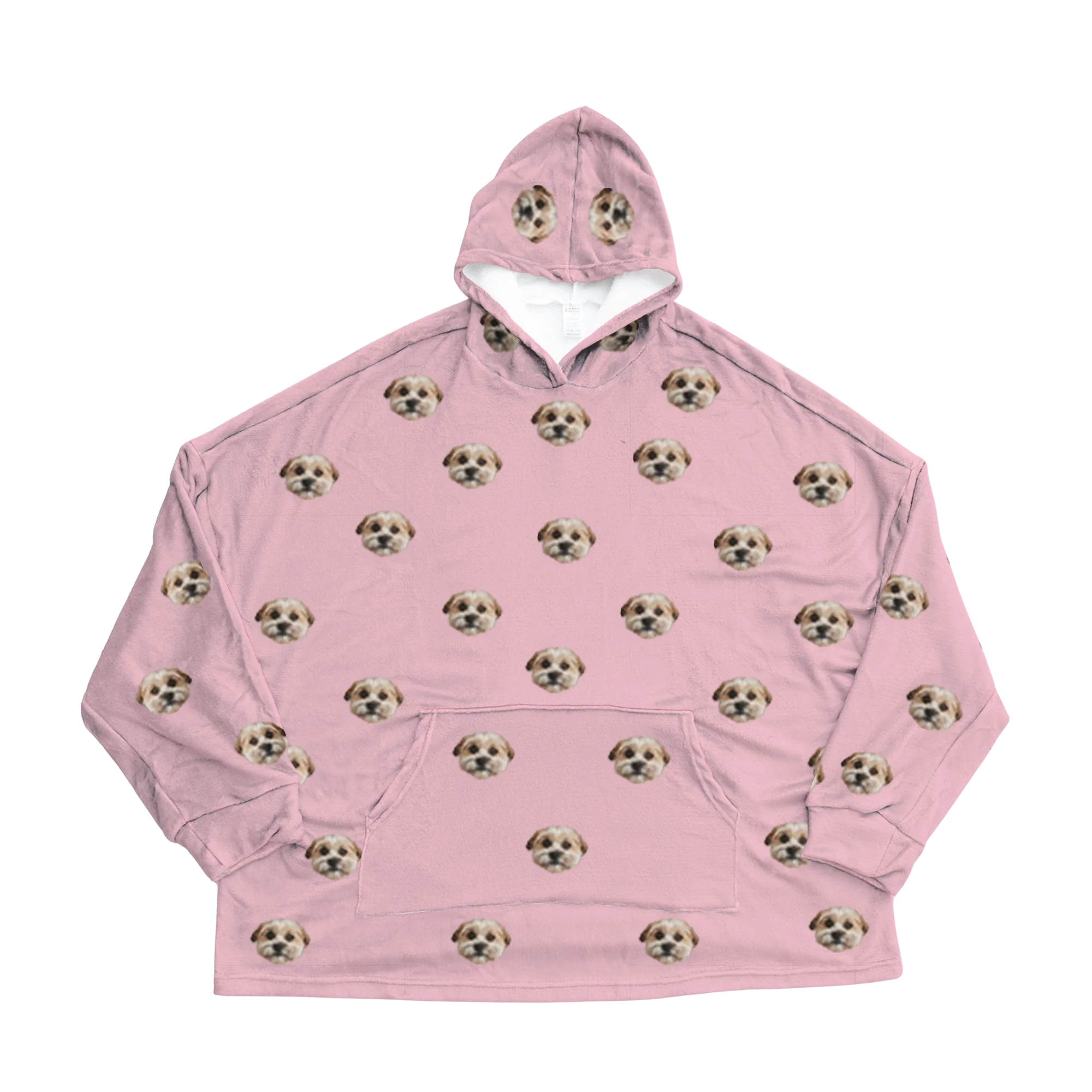 Kids Custom Pet Face Fleece Blanket Hoodie - Pink Dream - Image 4