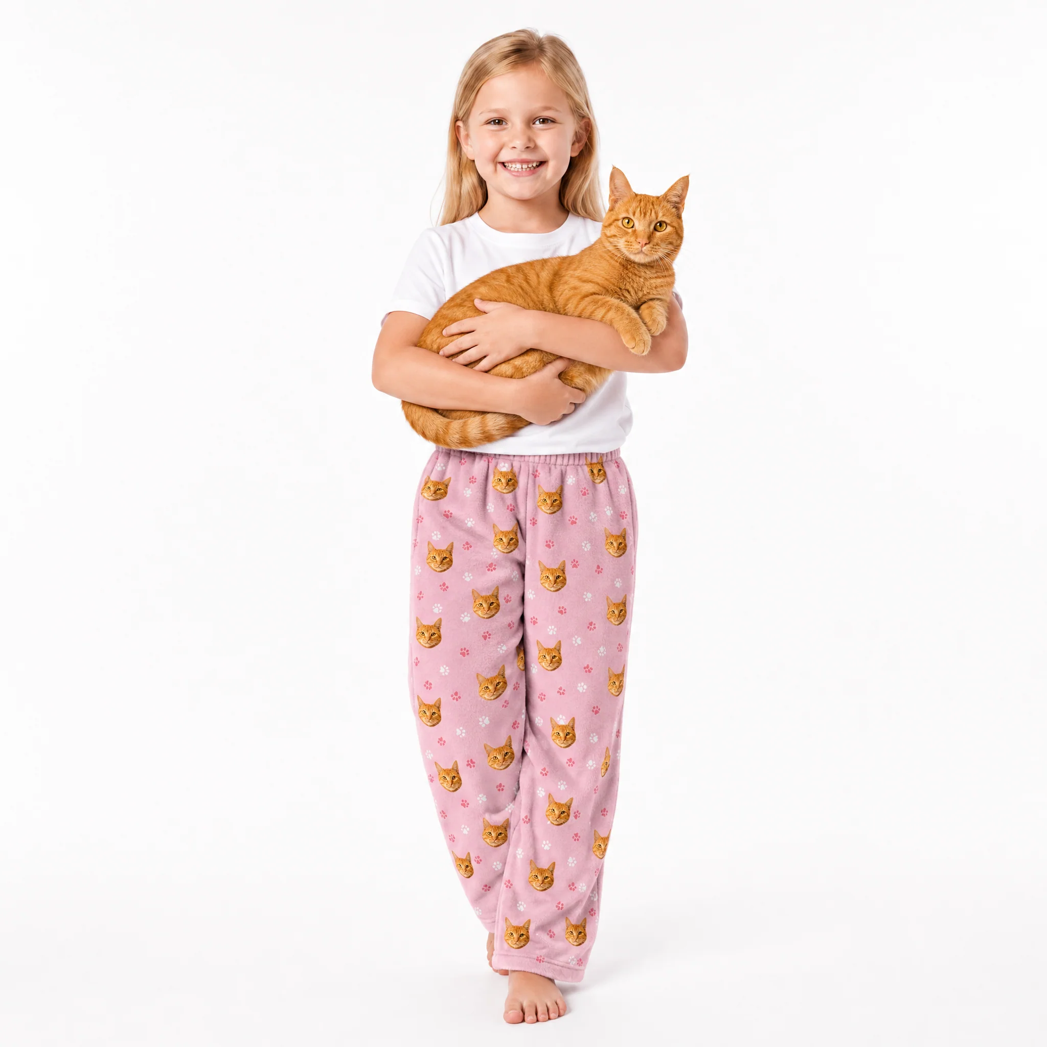Kids Custom Pet Face Fleece Pajama Pants - Image 4