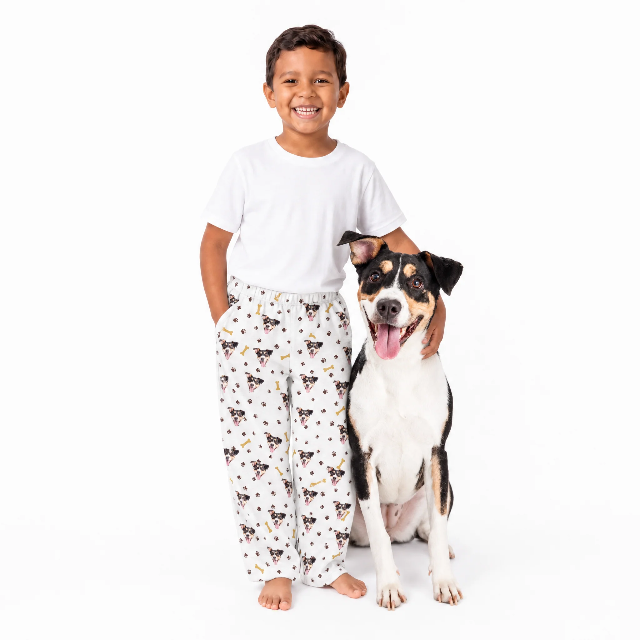 Kids Custom Pet Face Fleece Pajama Pants - Image 5