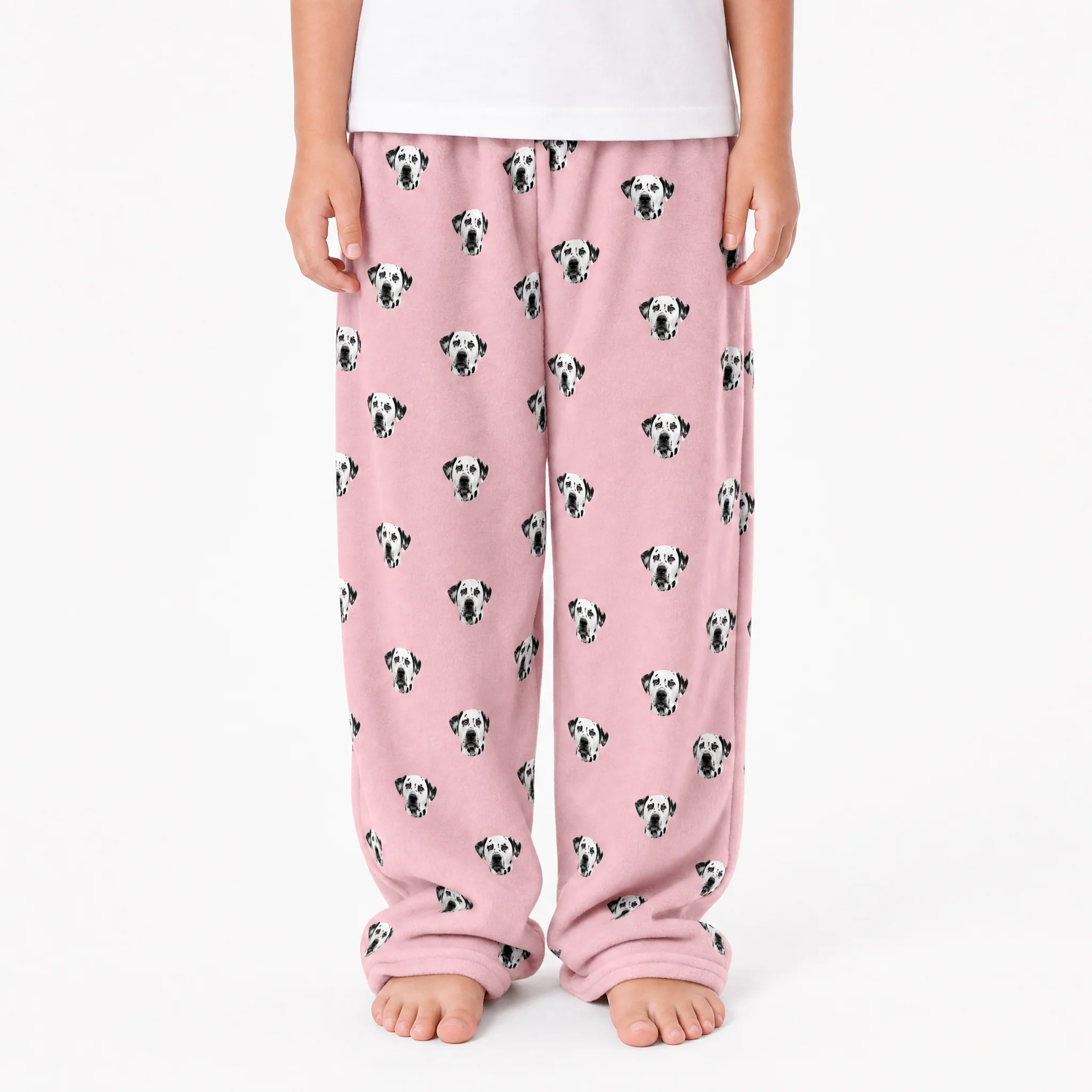 Kids Custom Pet Face Fleece Pajama Pants - Pink Dream - Image 2