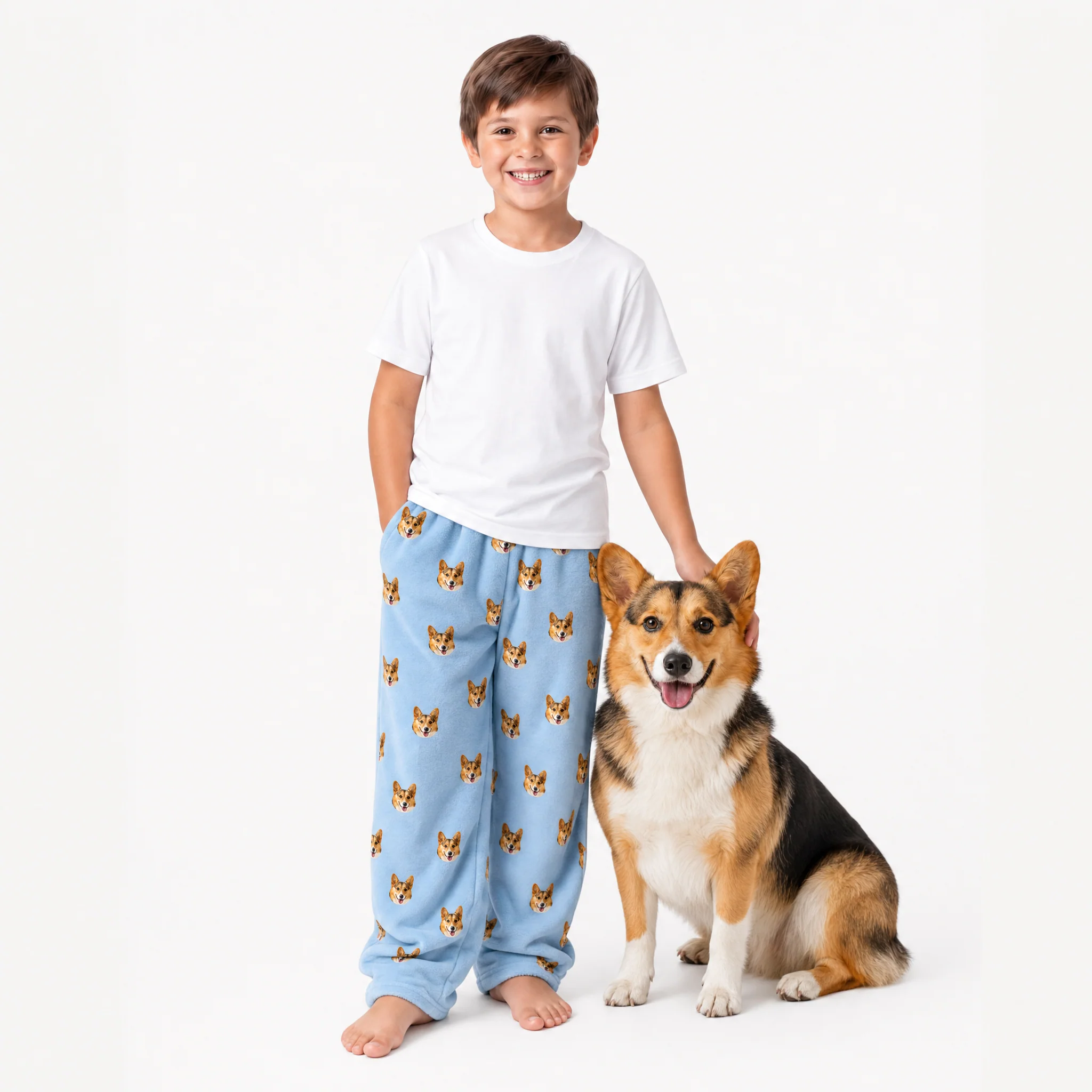 Kids Custom Pet Face Fleece Pajama Pants - Image 6