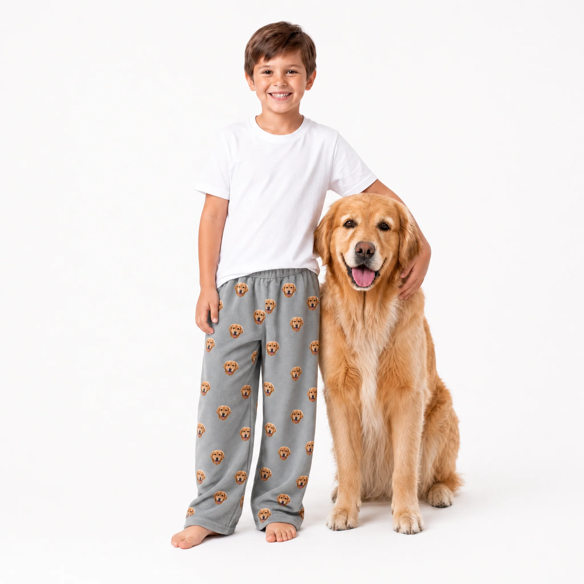 Kids Custom Pet Face Fleece Pajama Pants - Image 7