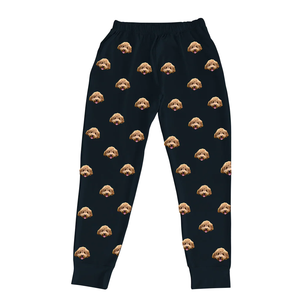 Kids Custom Pet Face Jogger Pajamas - Black - Image 5