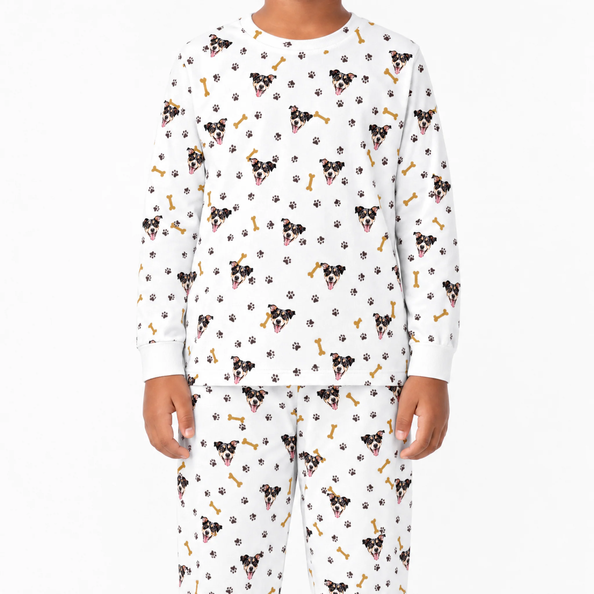 Kids Custom Pet Face Jogger Pajamas - Paws and Bones - Image 2