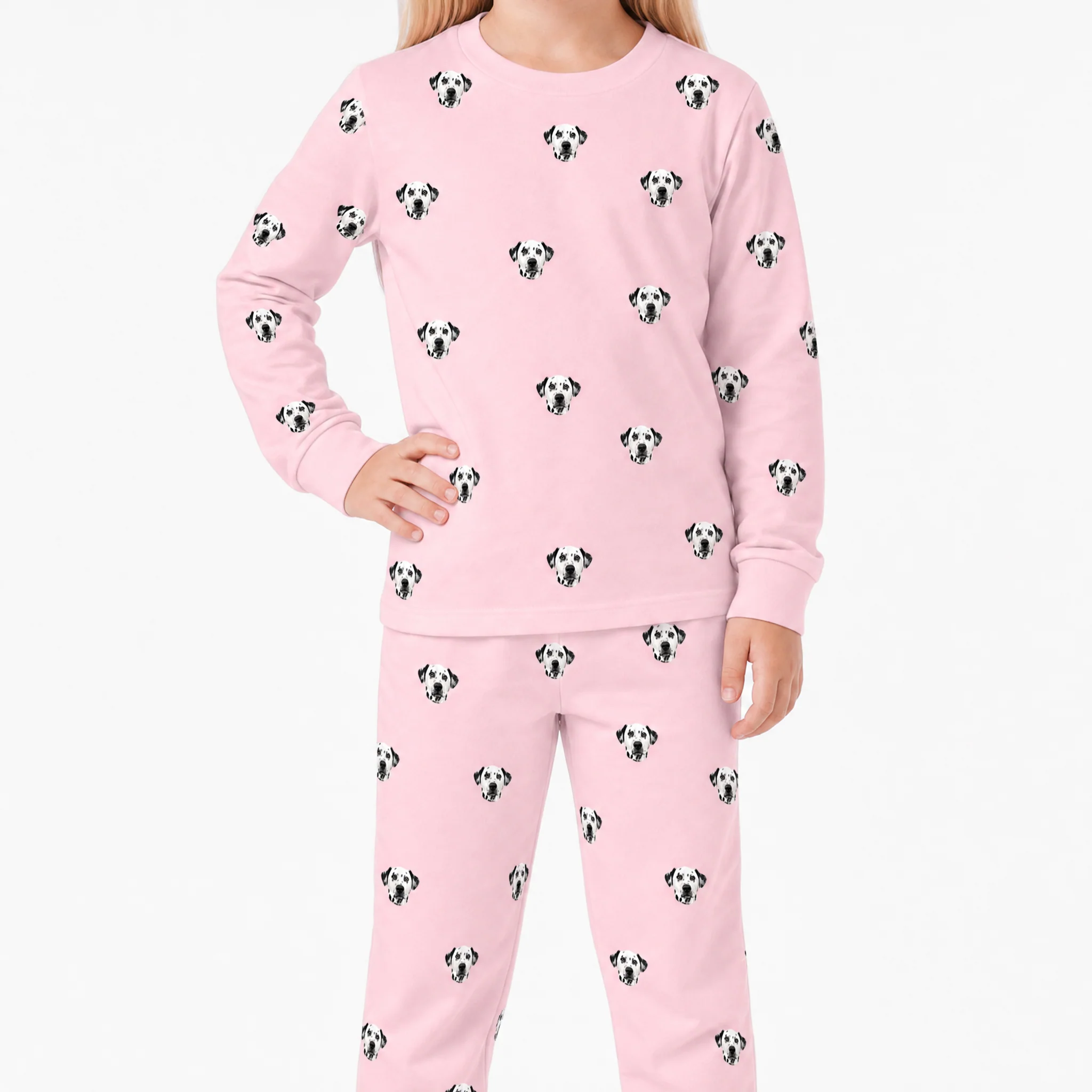 Kids Custom Pet Face Jogger Pajamas - Pink Dream - Image 2