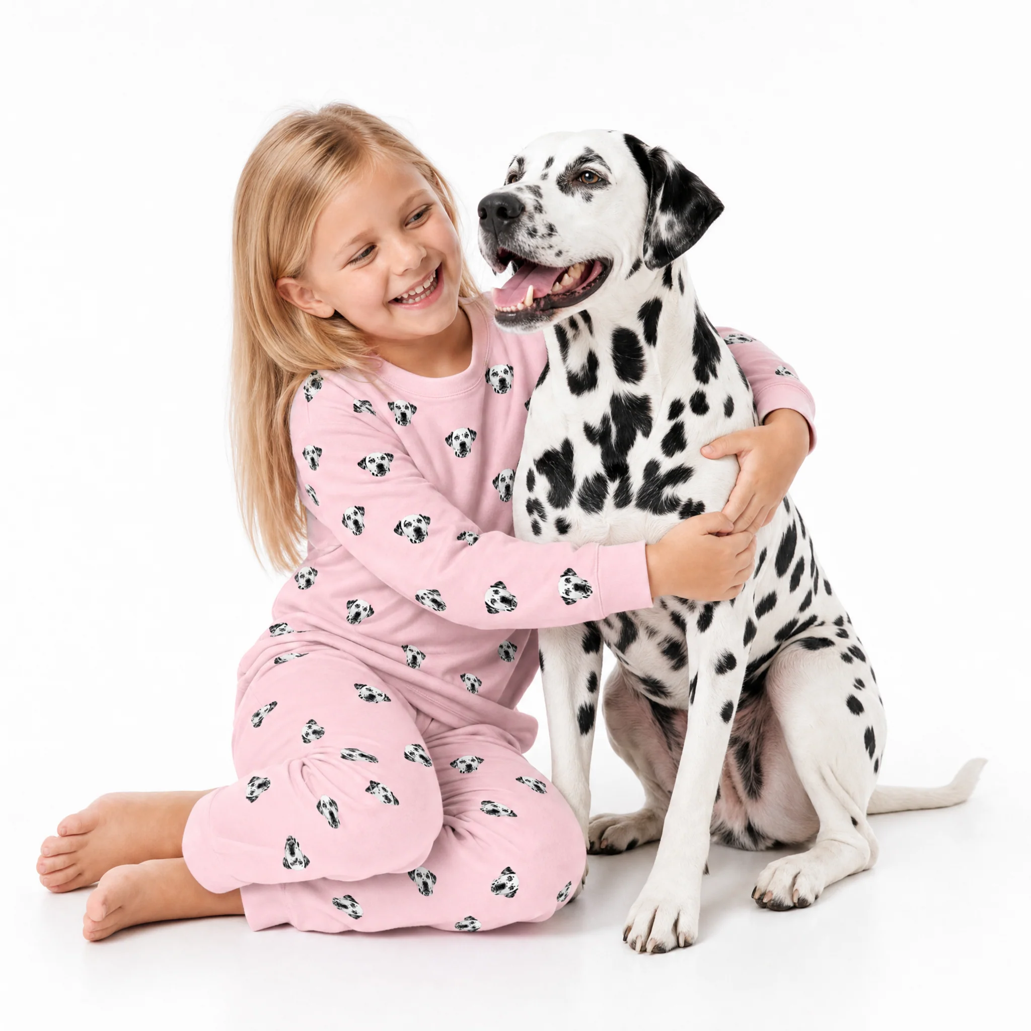 Kids Custom Pet Face Jogger Pajamas - Pink Dream - Image 3