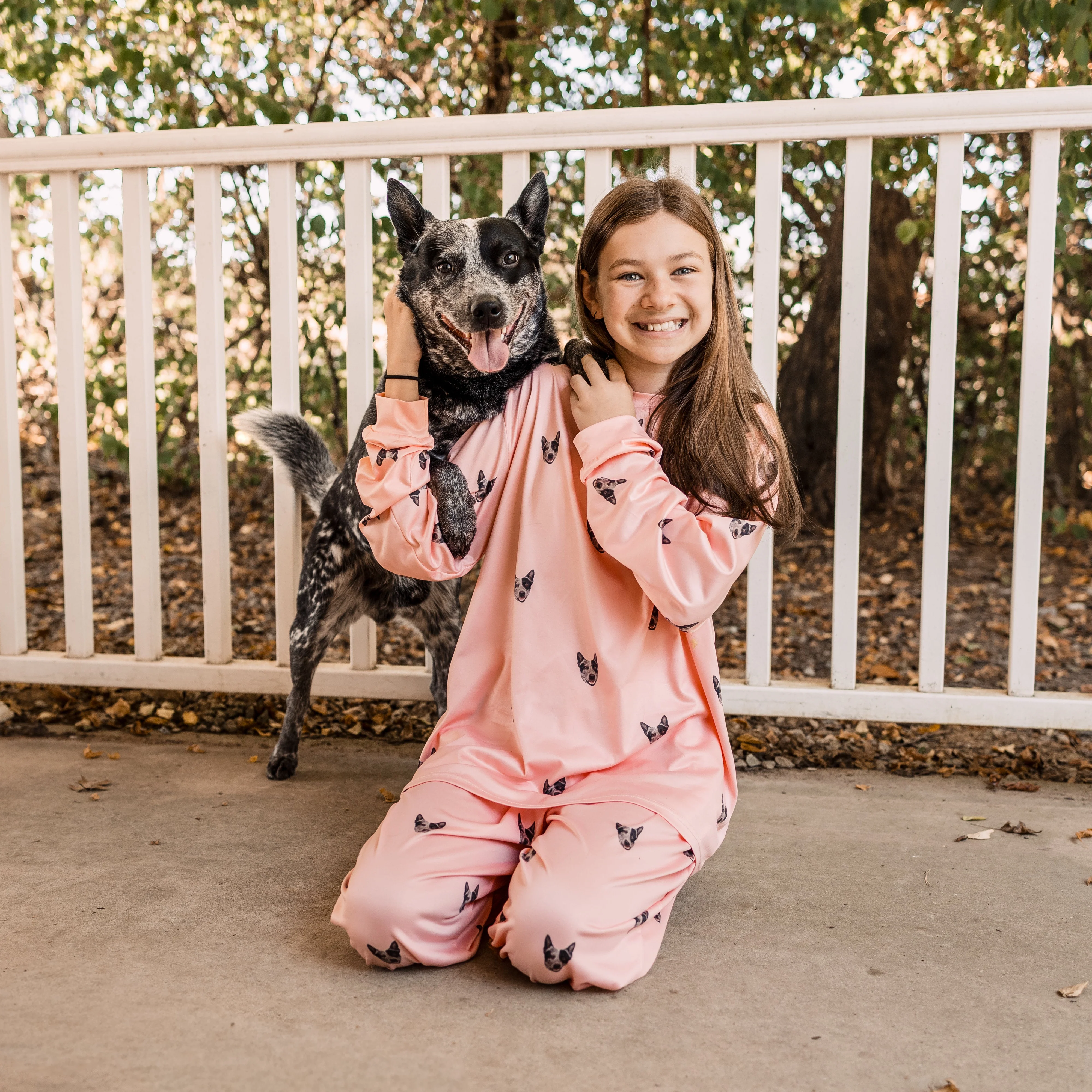 Kids Custom Pet Face Jogger Pajamas - Pink Dream - Image 7
