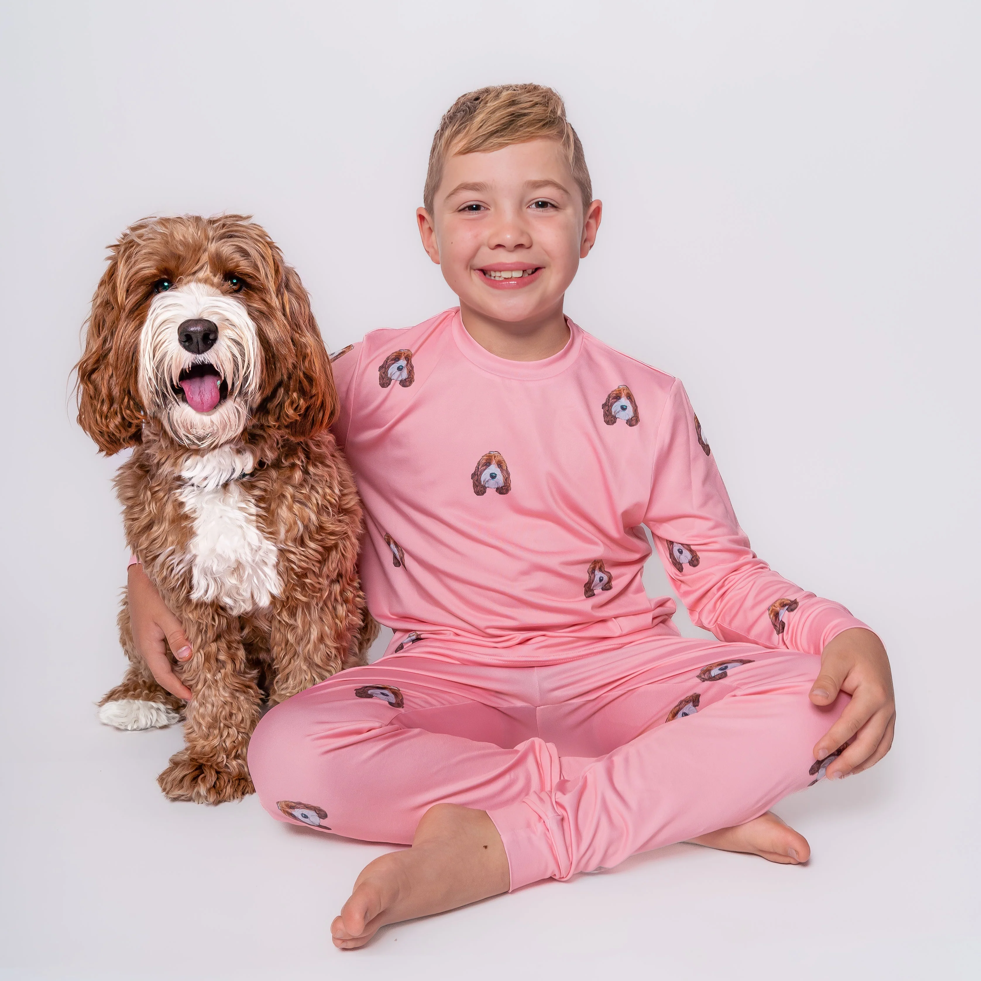 Kids Custom Pet Face Jogger Pajamas - Pink Dream - Image 8