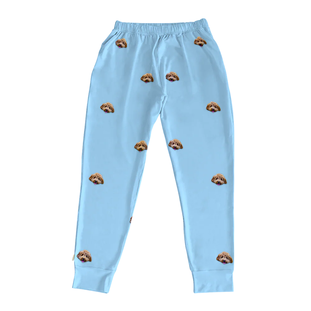 Kids Custom Pet Face Jogger Pajamas - Sky Blue - Image 5