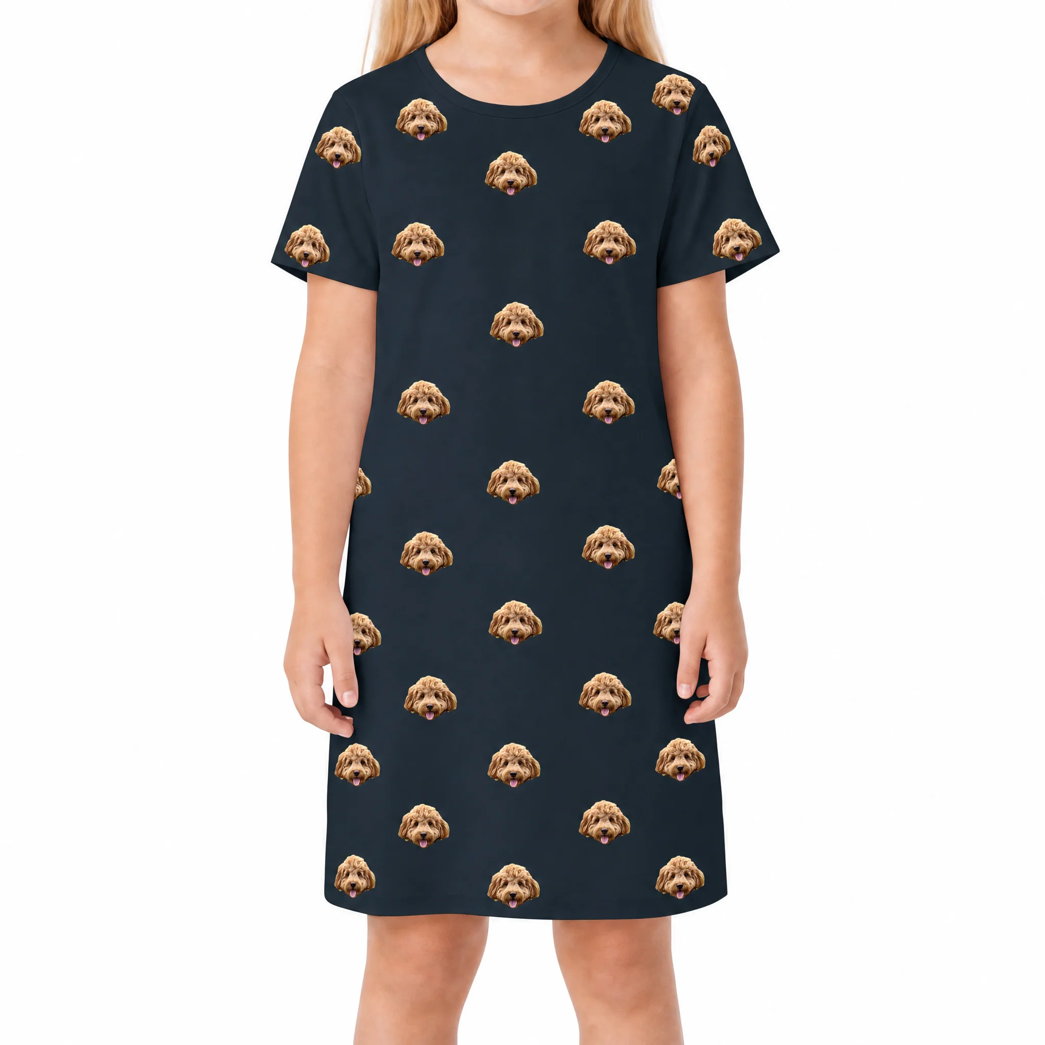 Kids Custom Pet Face Nightgowns - Black - Image 2