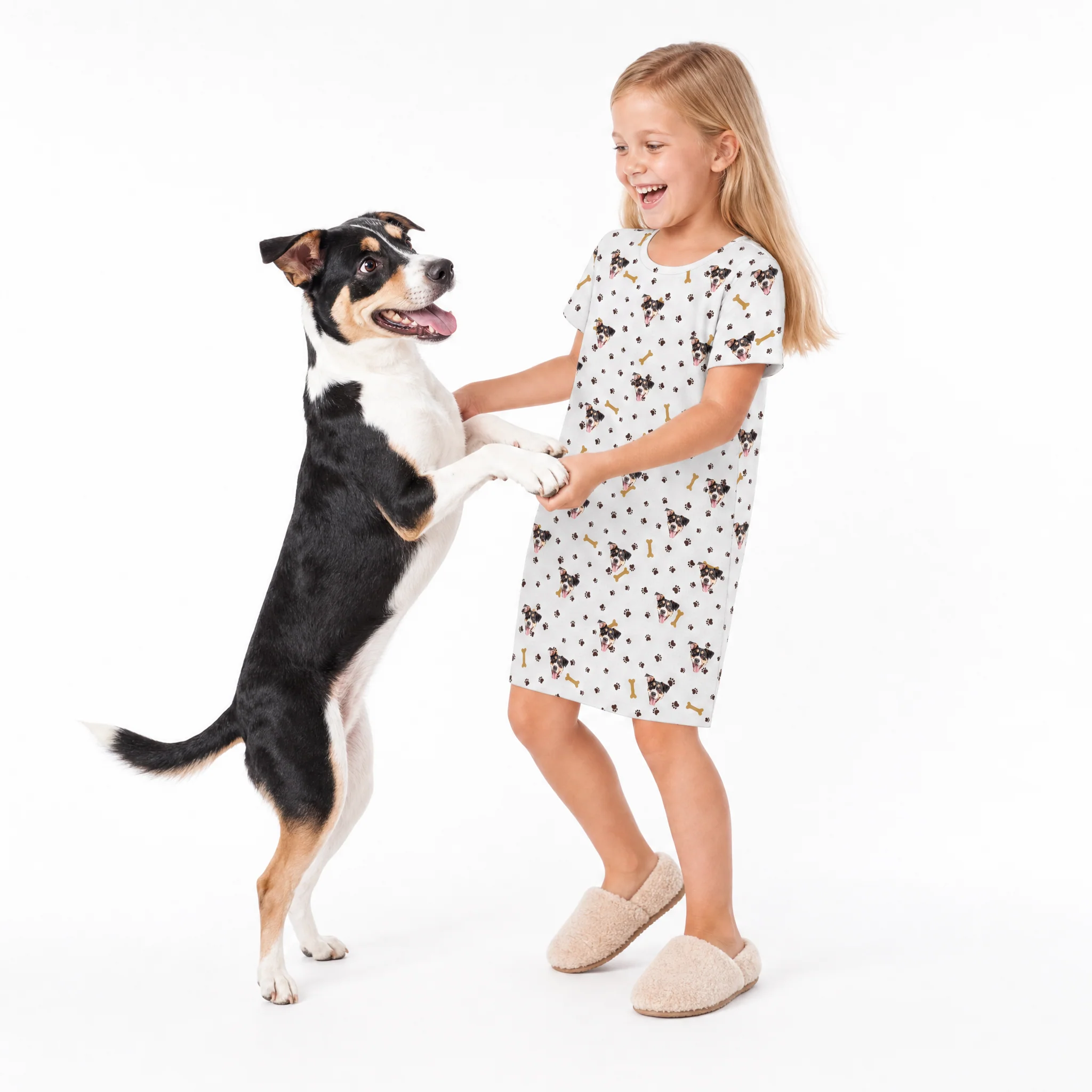 Kids Custom Pet Face Nightgowns - Paws and Bones - Image 3