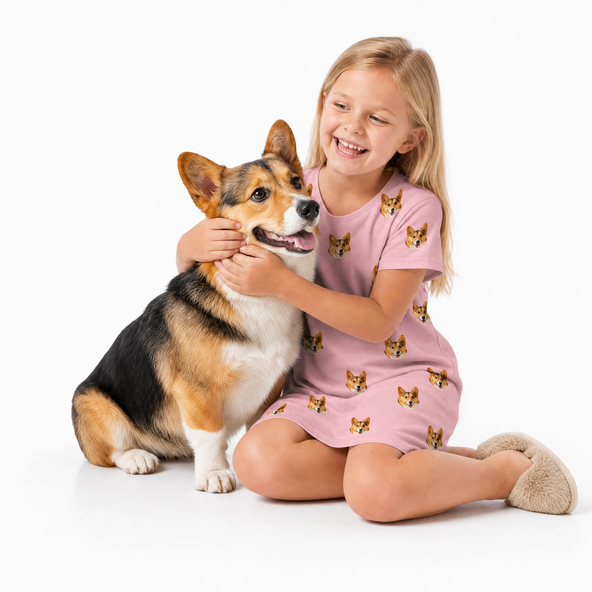 Kids Custom Pet Face Nightgowns - Pink Dream - Image 3