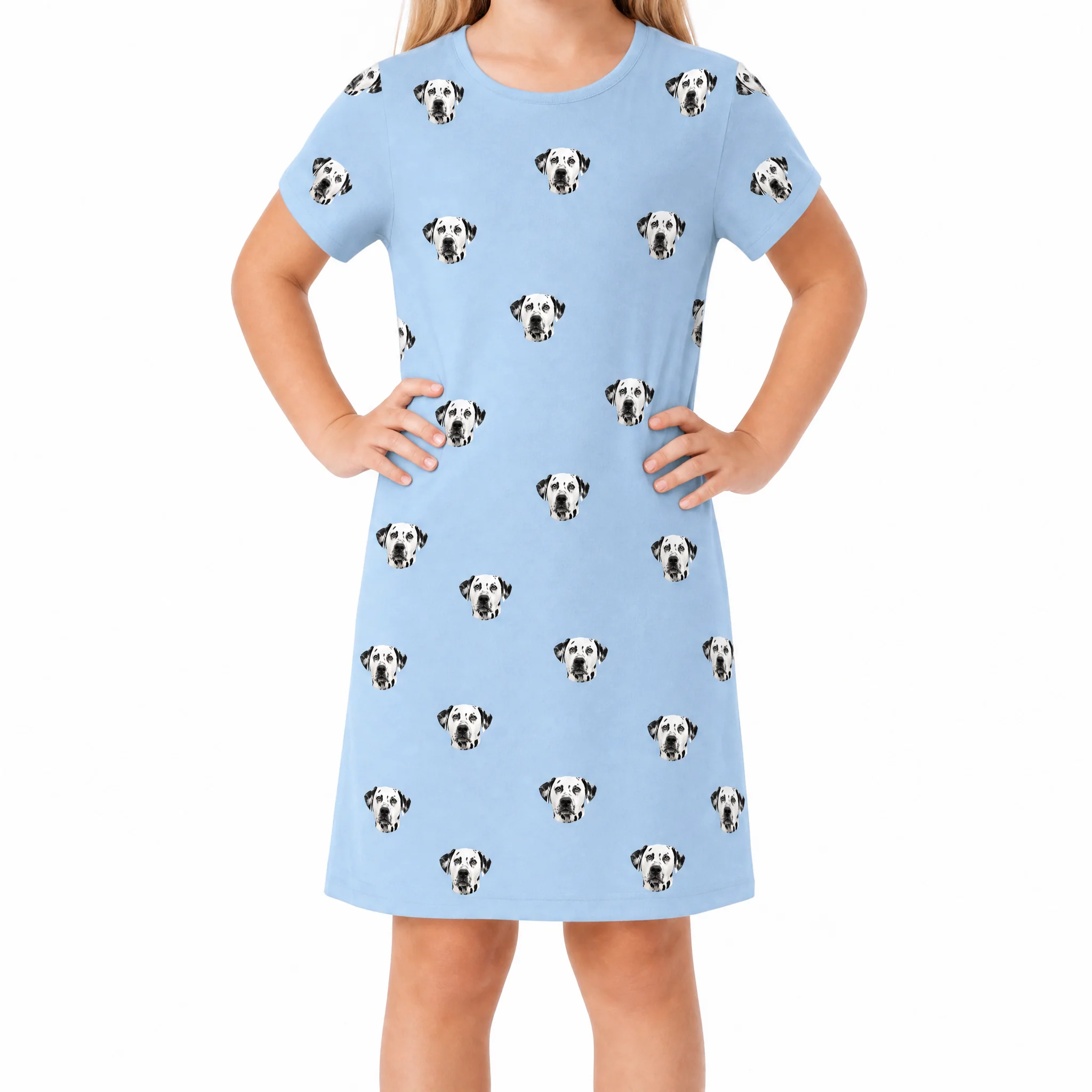 Kids Custom Pet Face Nightgowns - Sky Blue - Image 2