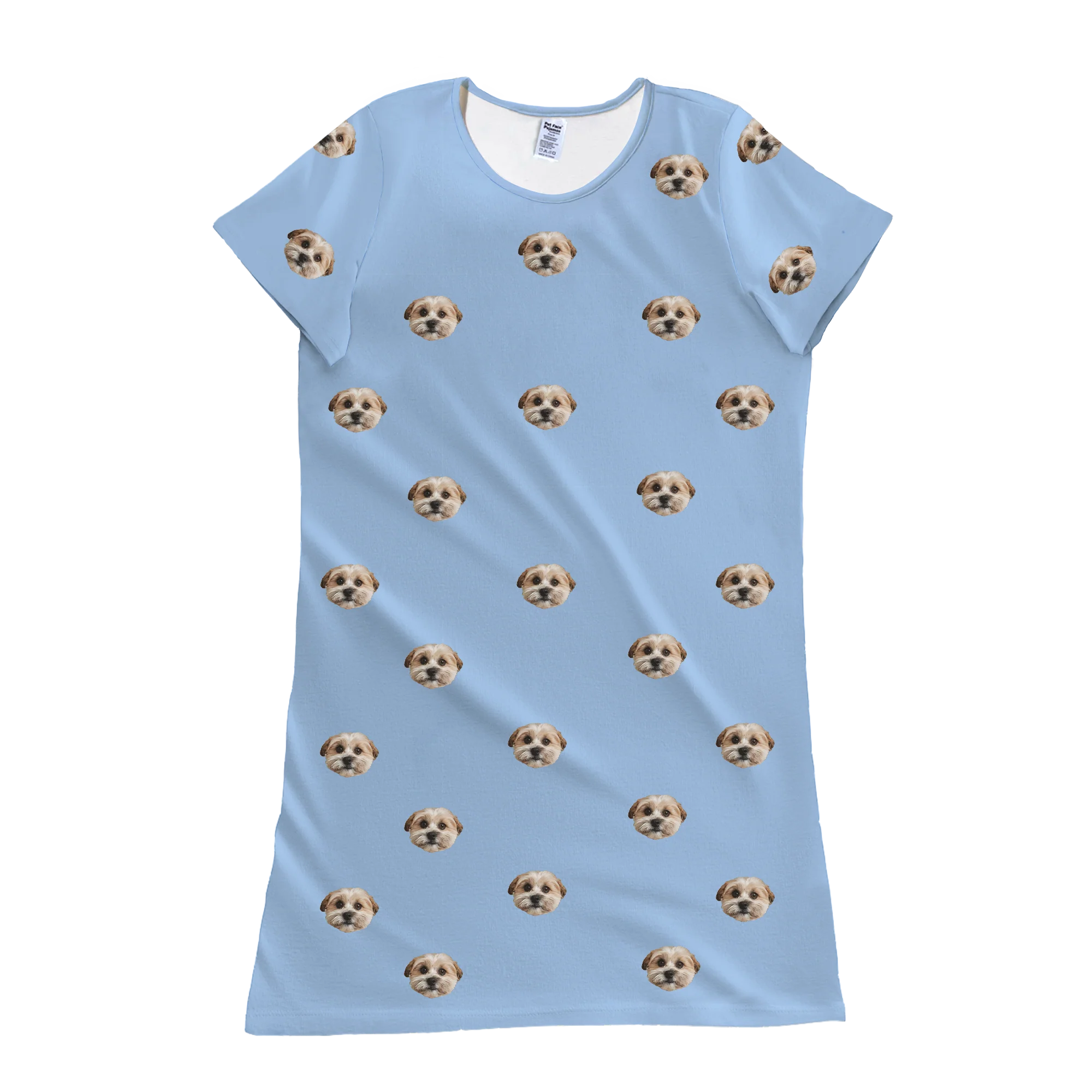 Adult Custom Pet Face Nightgowns - Sky Blue - Image 4
