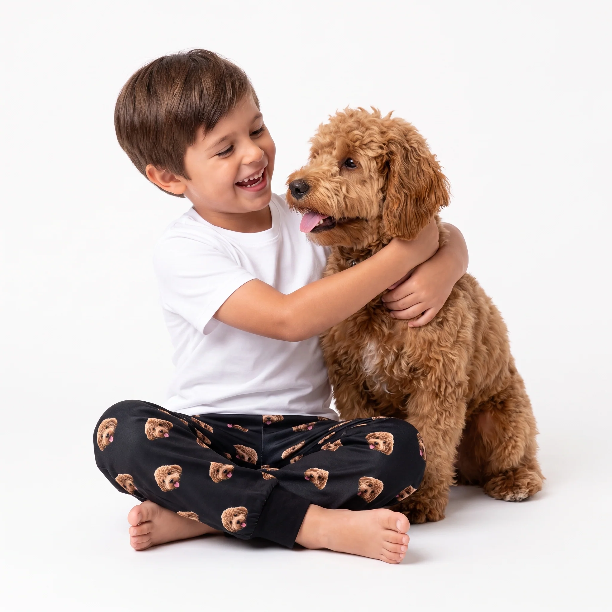 Kids Custom Pet Face Pajama Pants - Black - Image 3