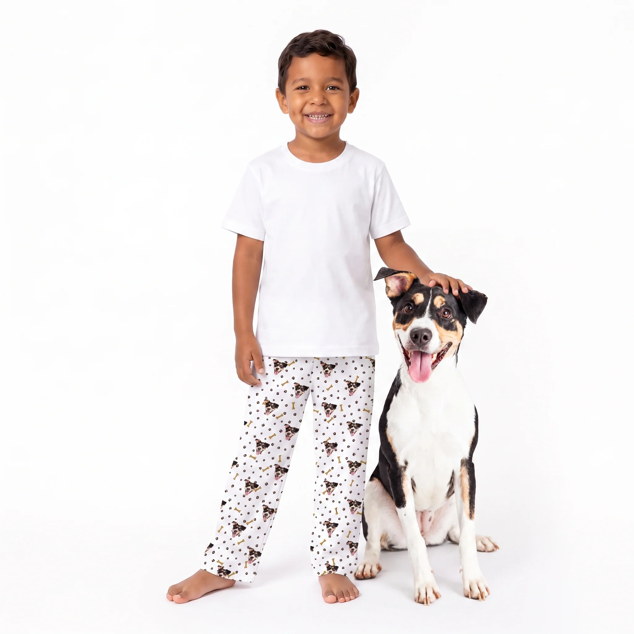 Kids Custom Pet Face Pajama Pants - Paws and Bones