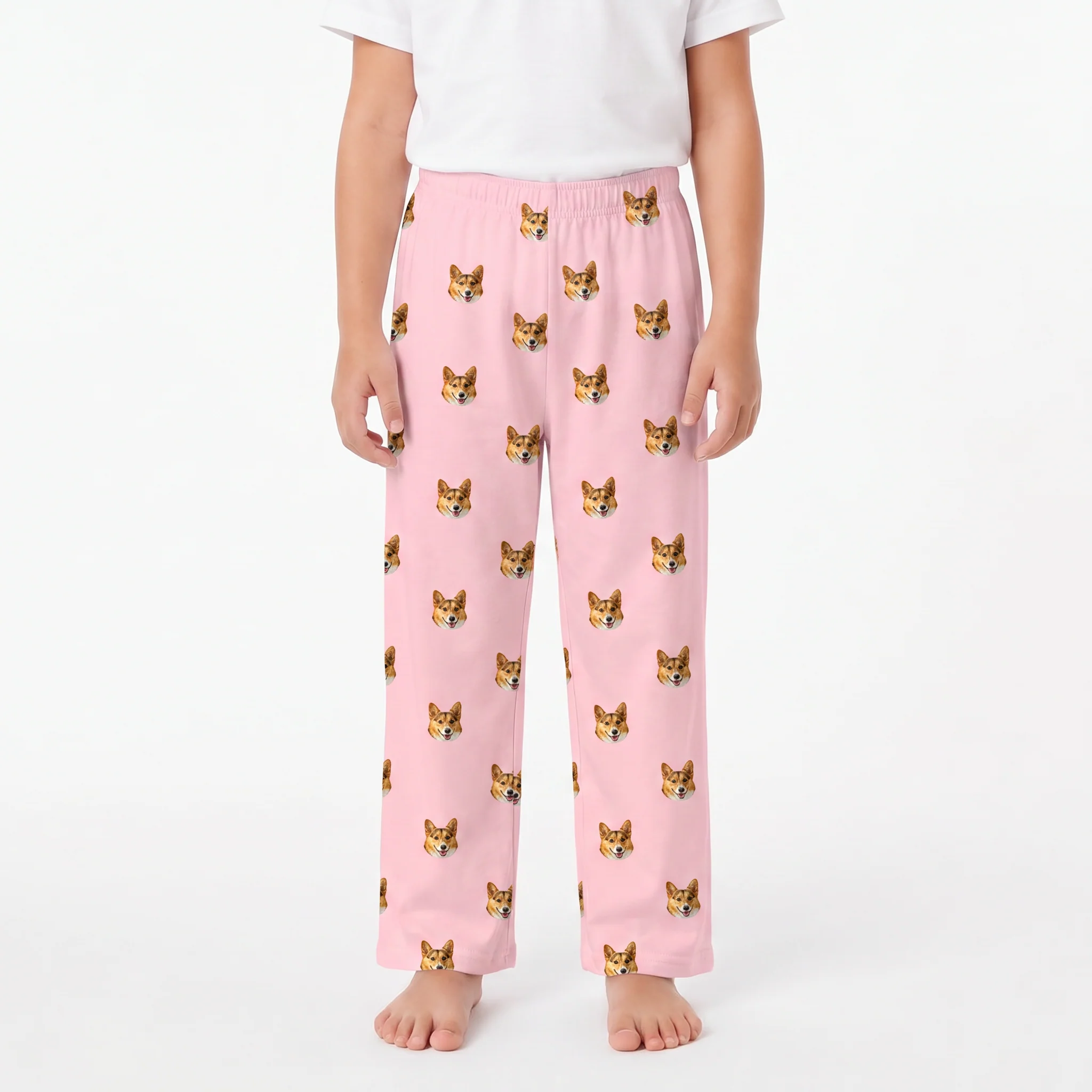 Kids Custom Pet Face Pajama Pants - Pink Dream - Image 2