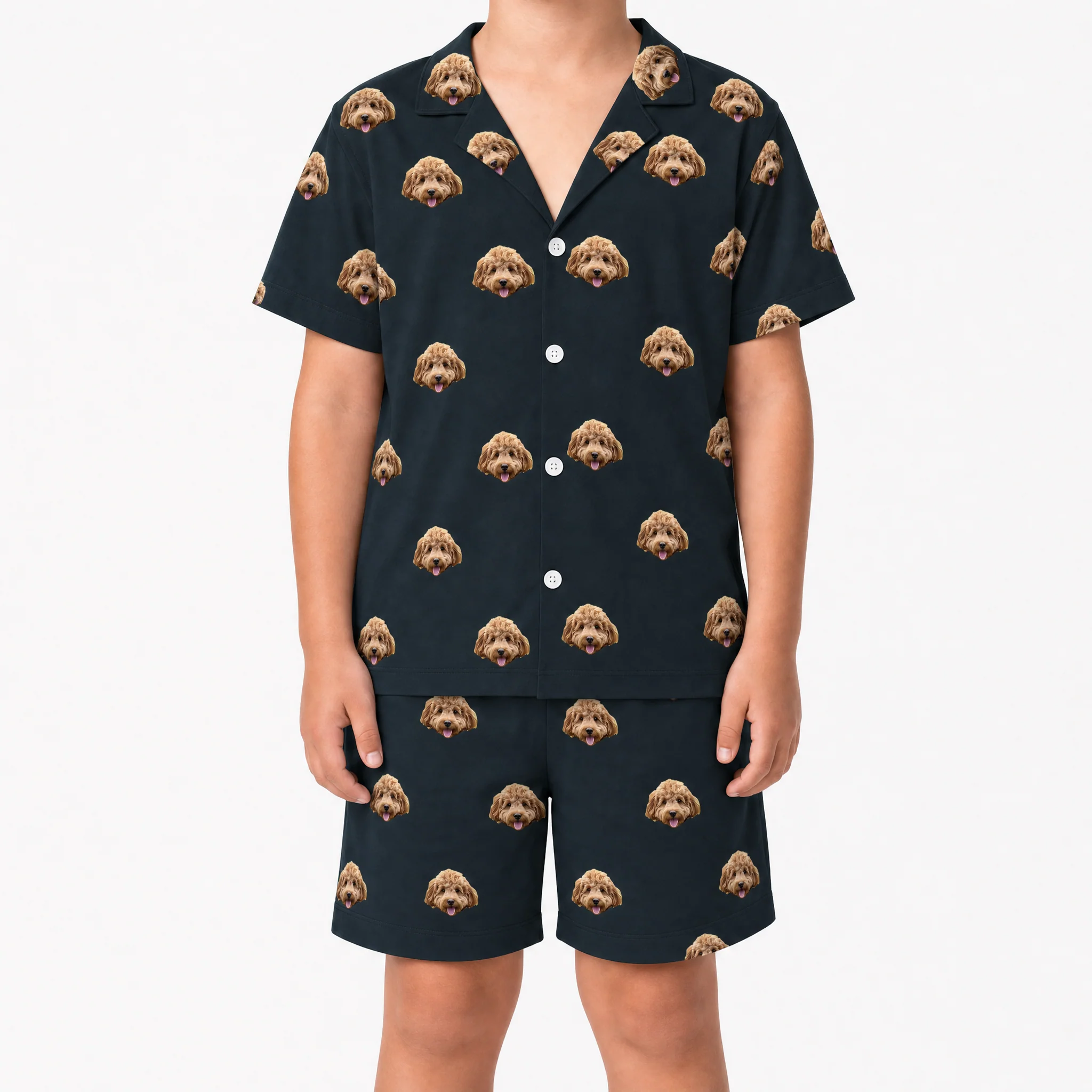 Kids Custom Pet Face Pajamas - Black - Image 3