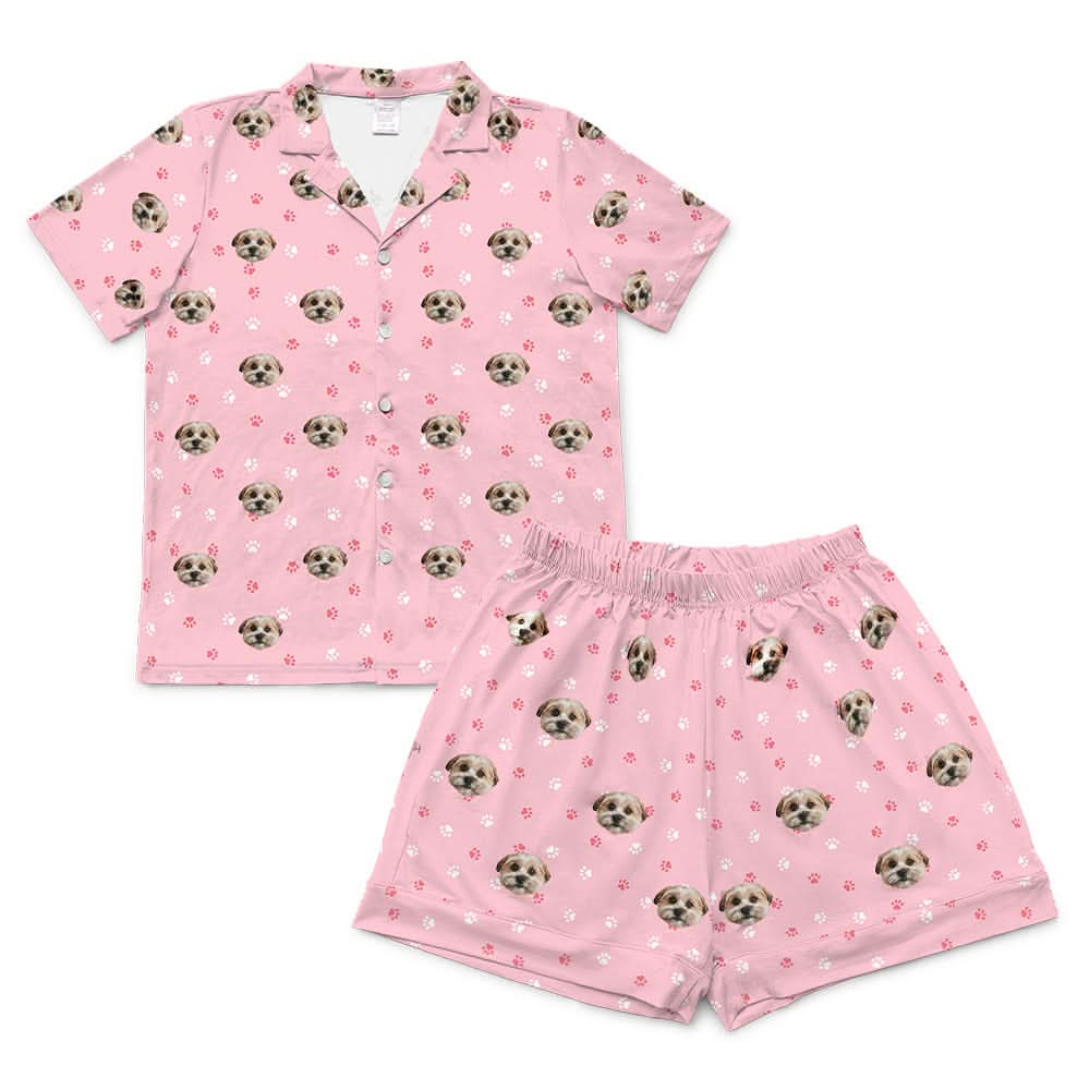 Kids Custom Pet Face Pajamas - Light Pink Paws - Image 9