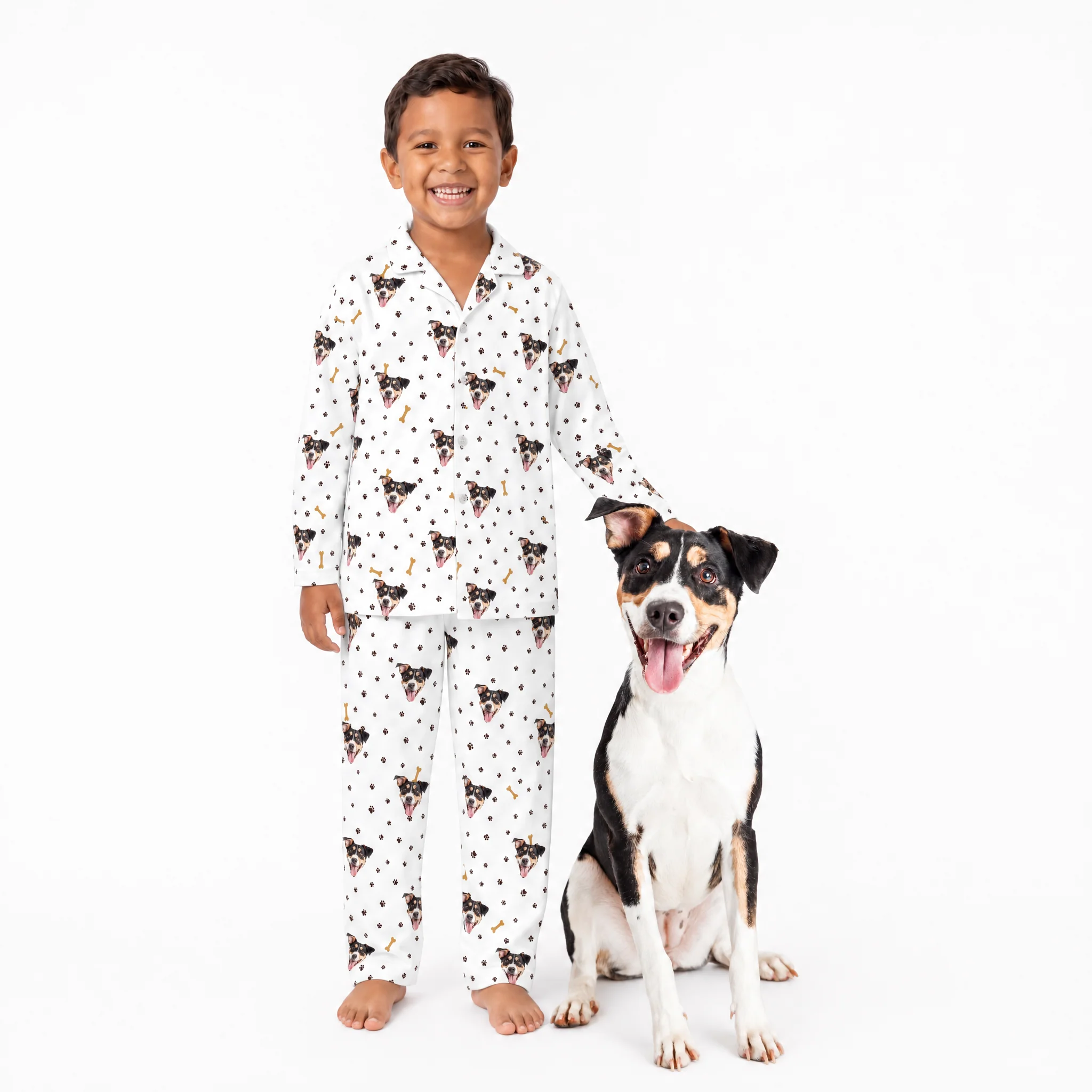 Kids Custom Pet Face Pajamas - Paws and Bones - Image 2