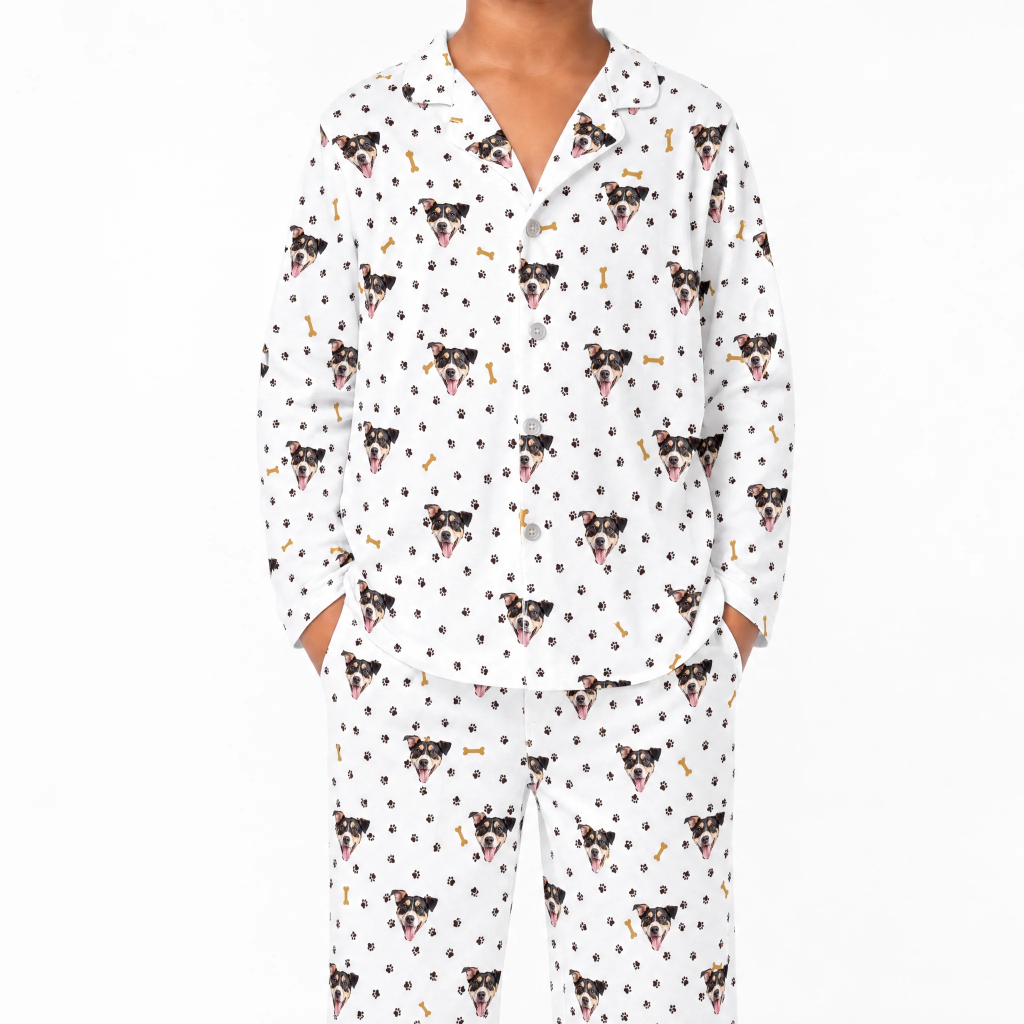 Kids Custom Pet Face Pajamas - Paws and Bones - Image 4