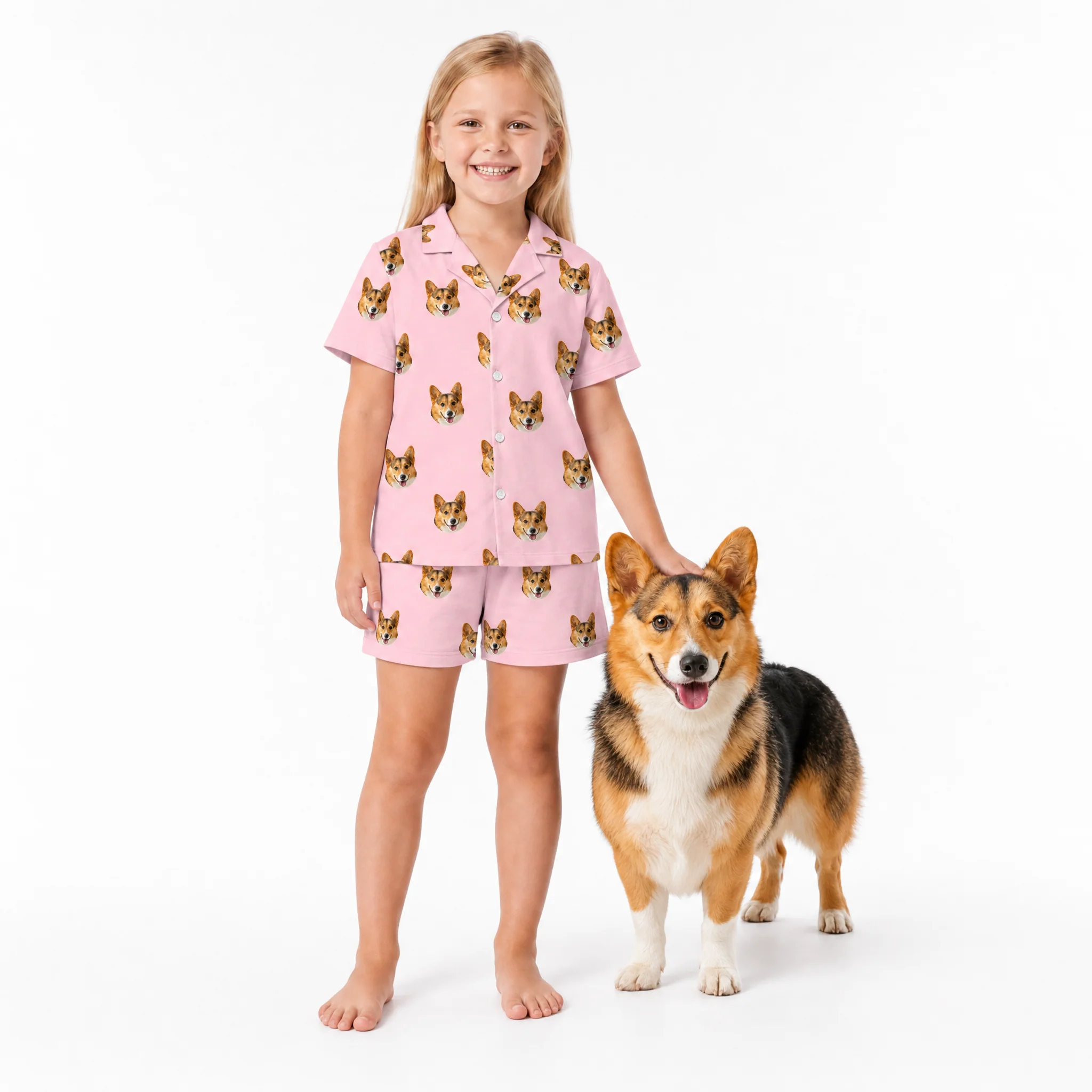 Kids Custom Pet Face Pajamas - Pink Dream