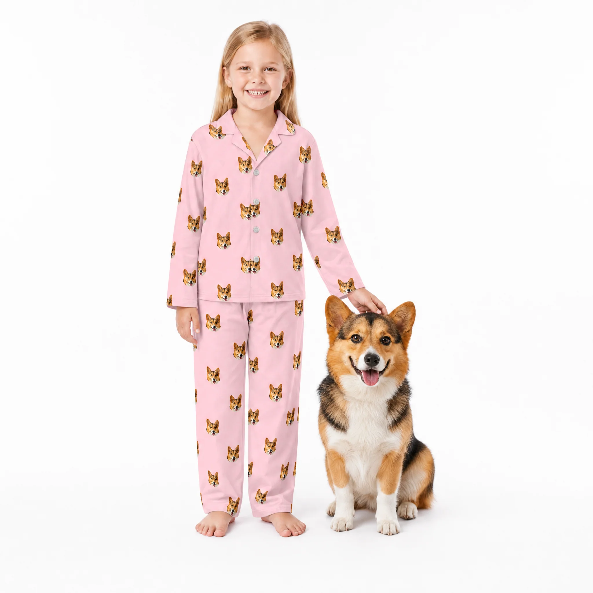 Kids Custom Pet Face Pajamas - Pink Dream - Image 2