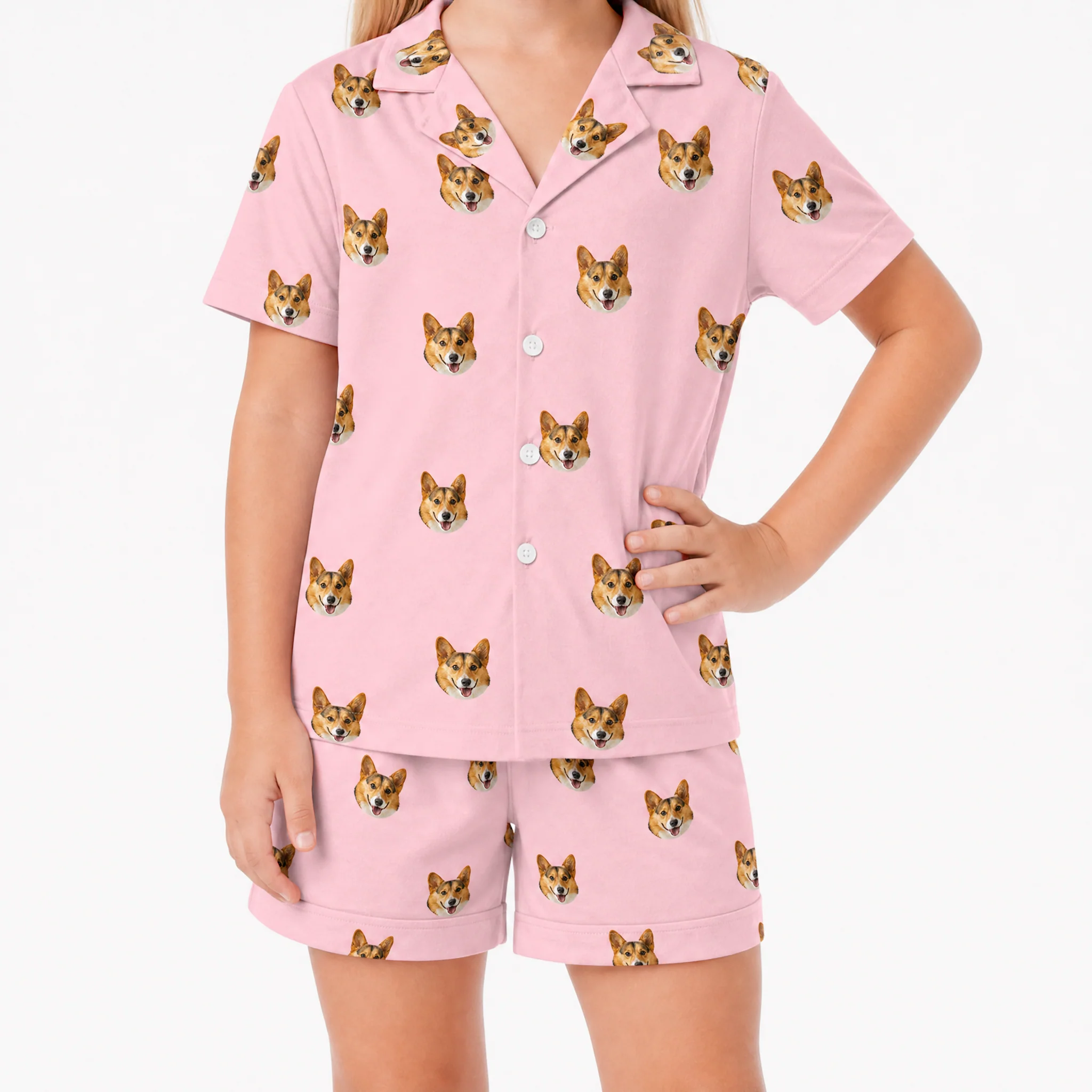 Kids Custom Pet Face Pajamas - Pink Dream - Image 3