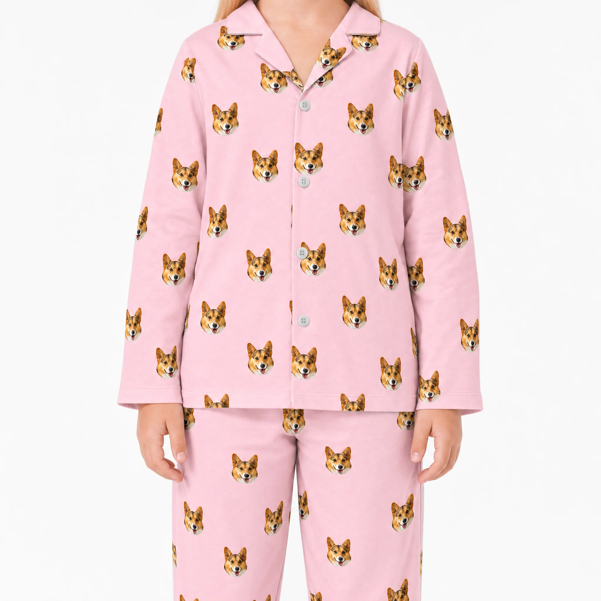 Kids Custom Pet Face Pajamas - Pink Dream - Image 4