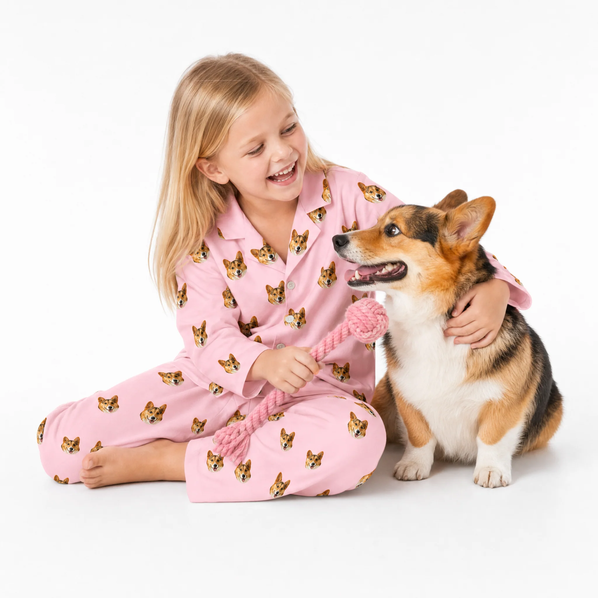 Kids Custom Pet Face Pajamas - Pink Dream - Image 5