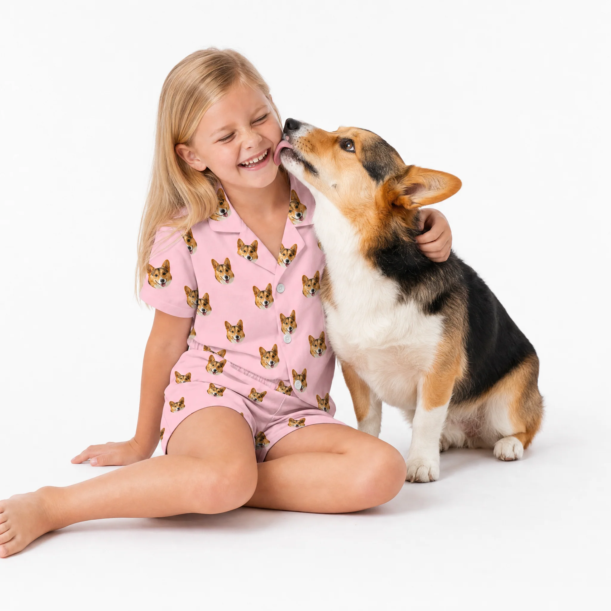 Kids Custom Pet Face Pajamas - Pink Dream - Image 6