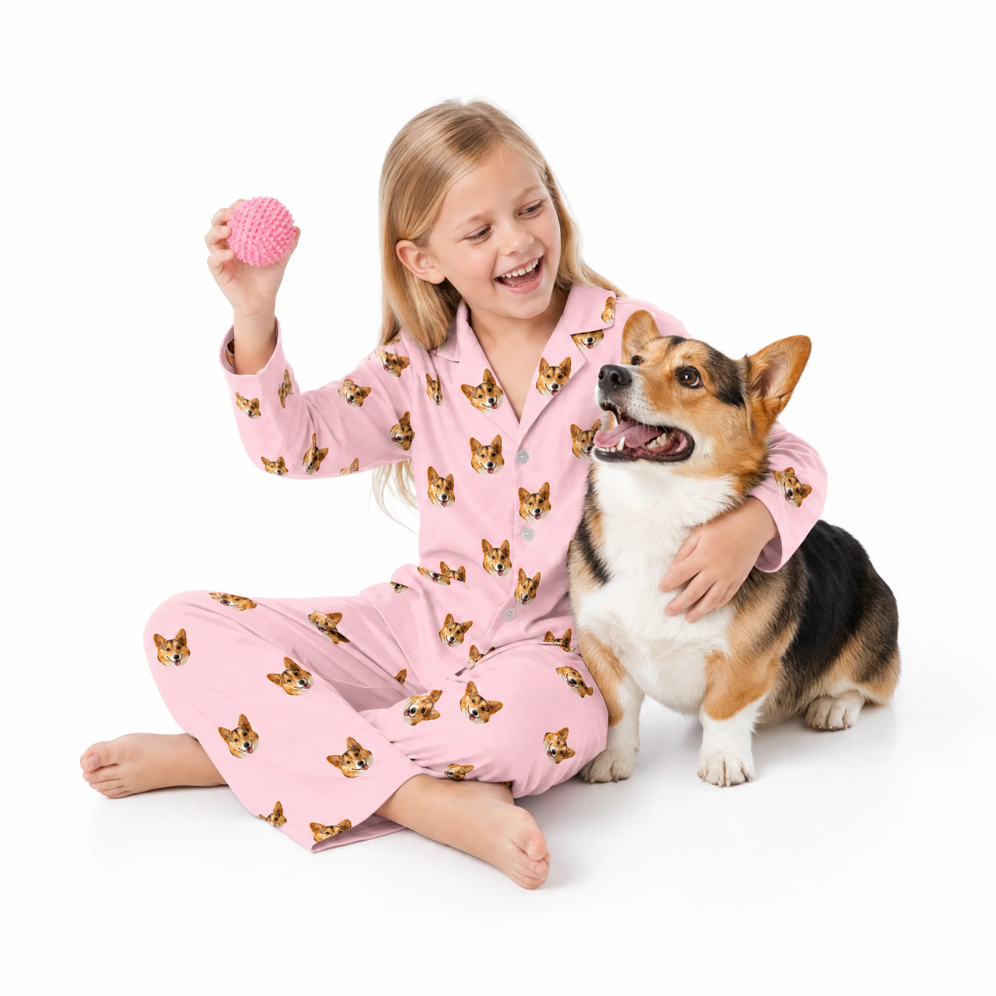 Kids Custom Pet Face Pajamas - Pink Dream - Image 7