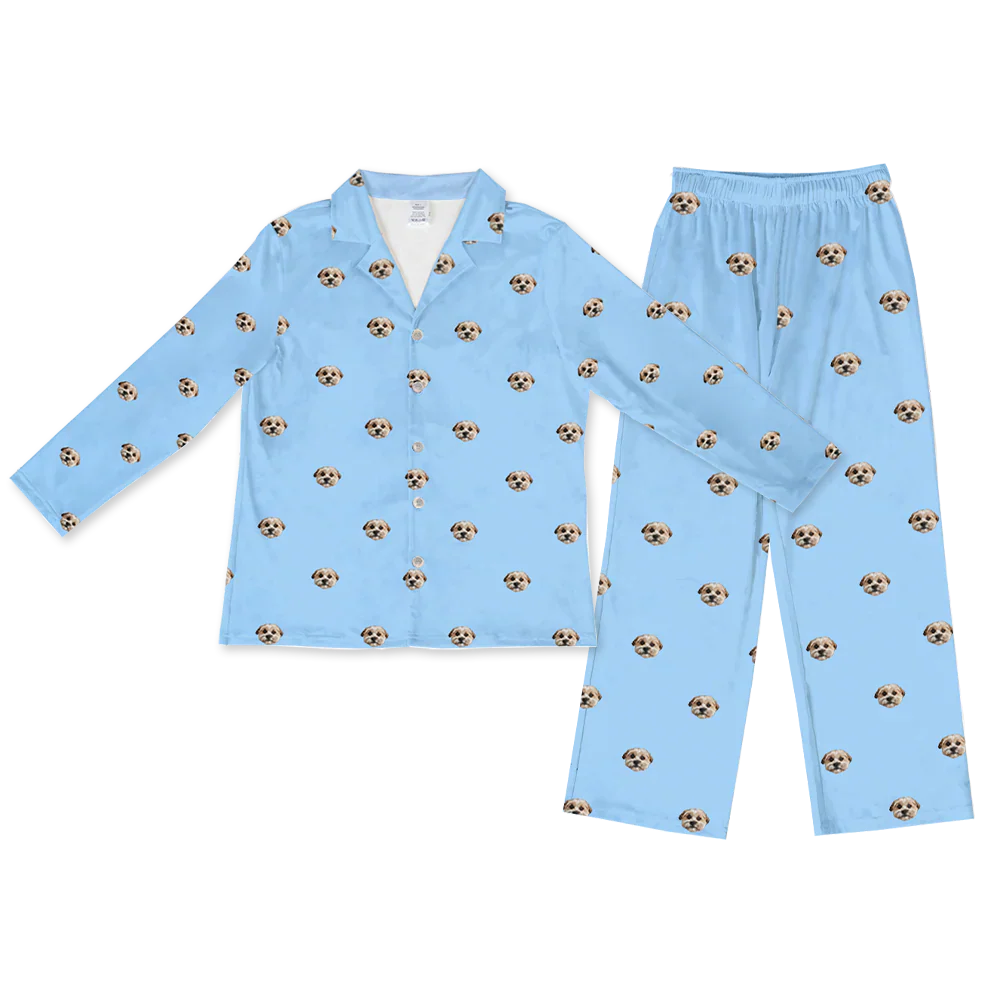 Kids Custom Pet Face Pajamas - Sky Blue - Image 10
