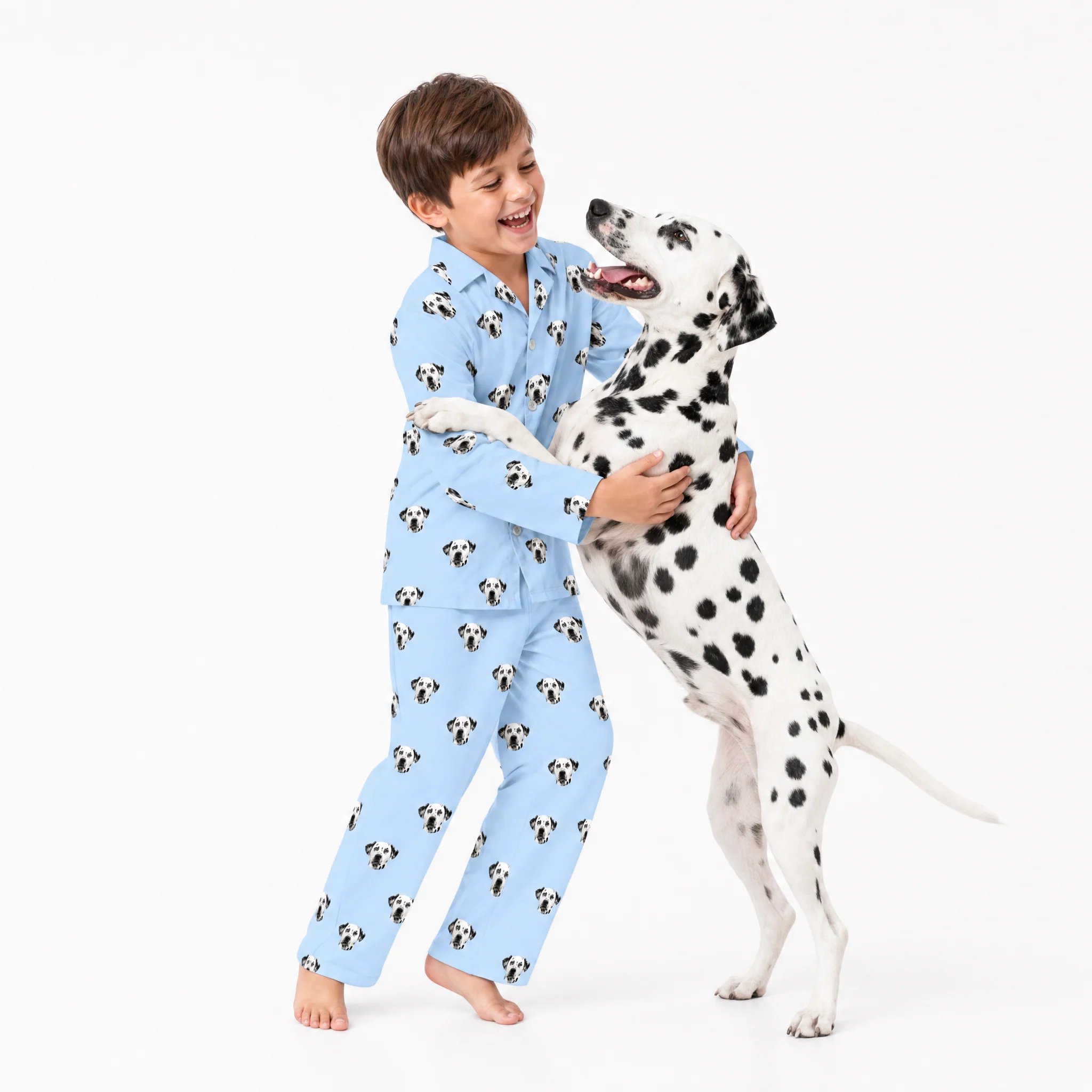 Kids Custom Pet Face Pajamas - Sky Blue - Image 5
