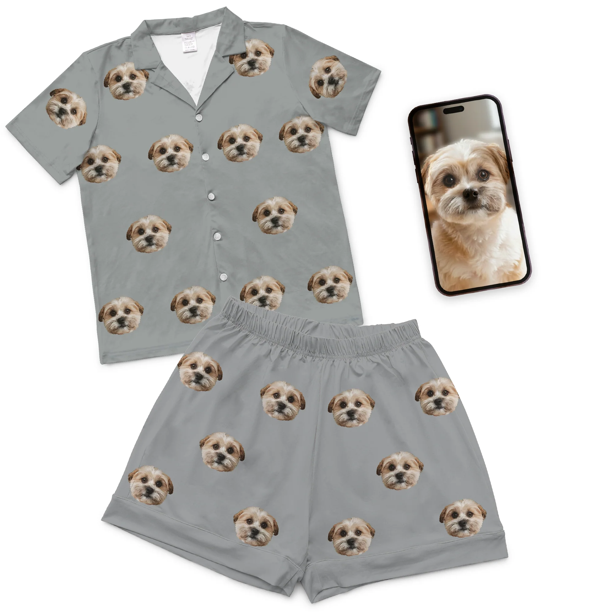 Kids Custom Pet Face Pajamas - Slate Gray - Image 8