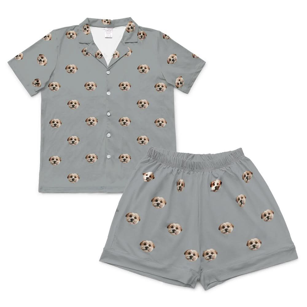 Kids Custom Pet Face Pajamas - Slate Gray - Image 9