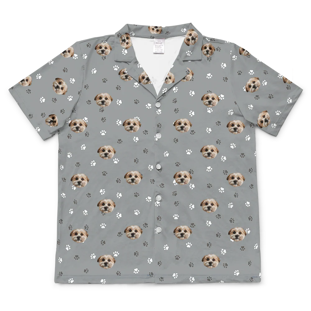 Kids Custom Pet Face Pajamas - Slate Gray Paws - Image 11