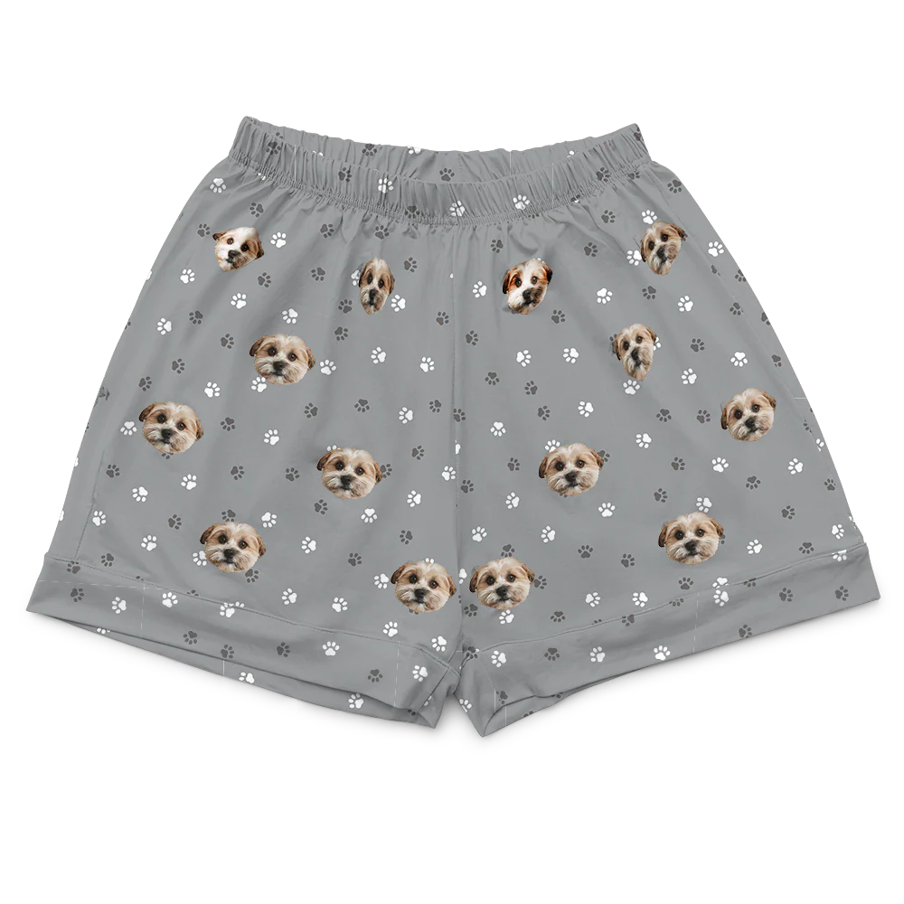 Kids Custom Pet Face Pajamas - Slate Gray Paws - Image 13