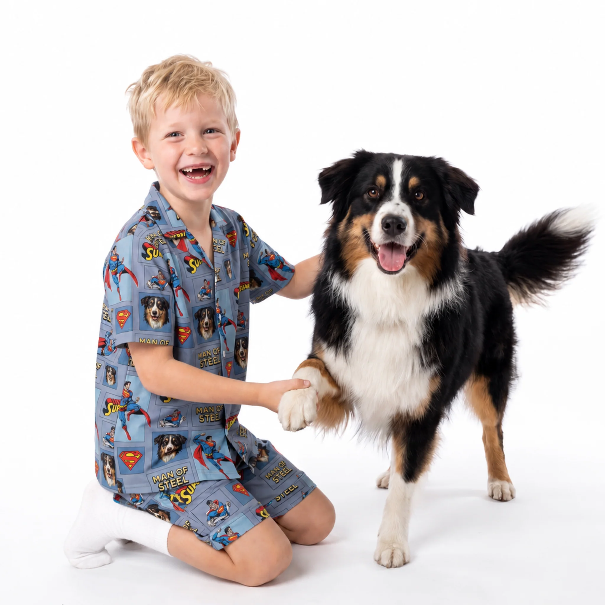 Kids Superman Pajamas with Your Pet's Face - Image 3