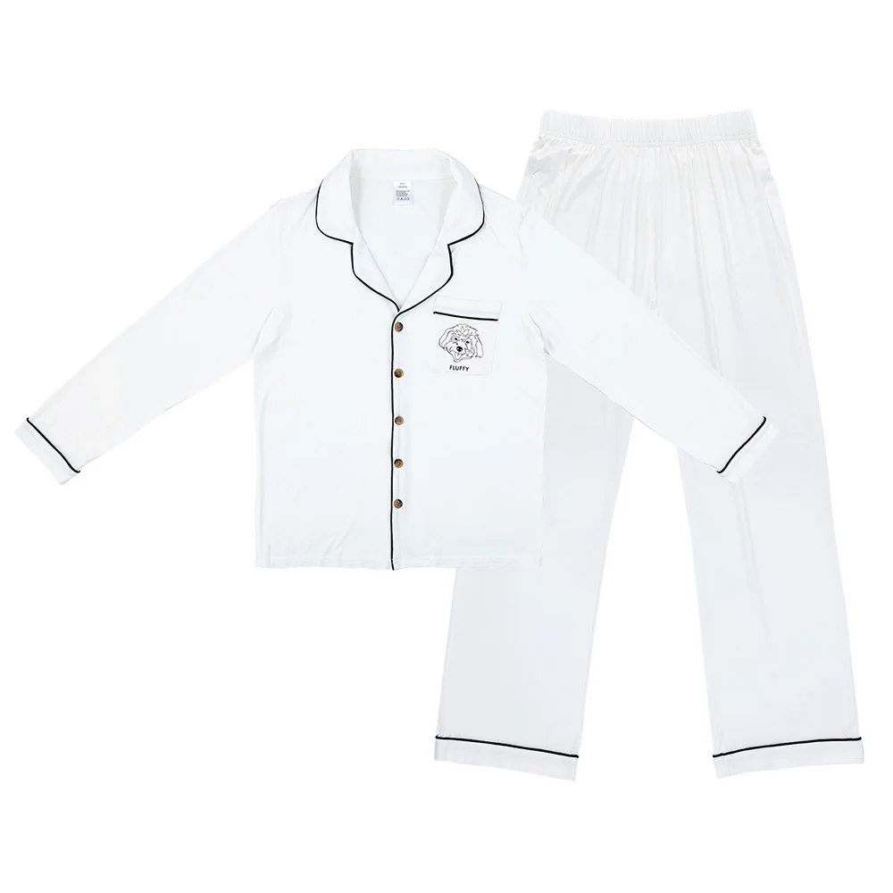 Premium Women's Bamboo Custom Pet Face Pajamas - Ivory - Image 11