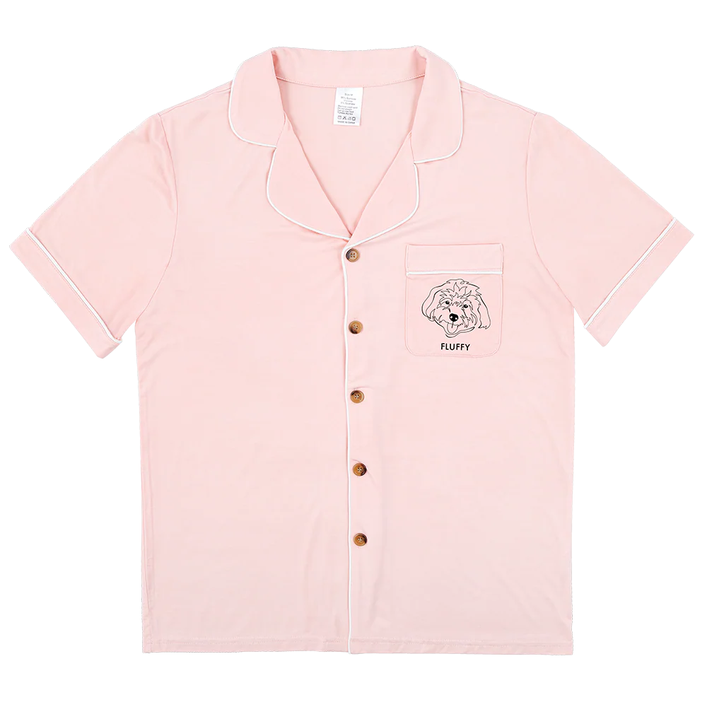 Premium Women's Bamboo Custom Pet Face Pajamas - Light Pink - Image 13