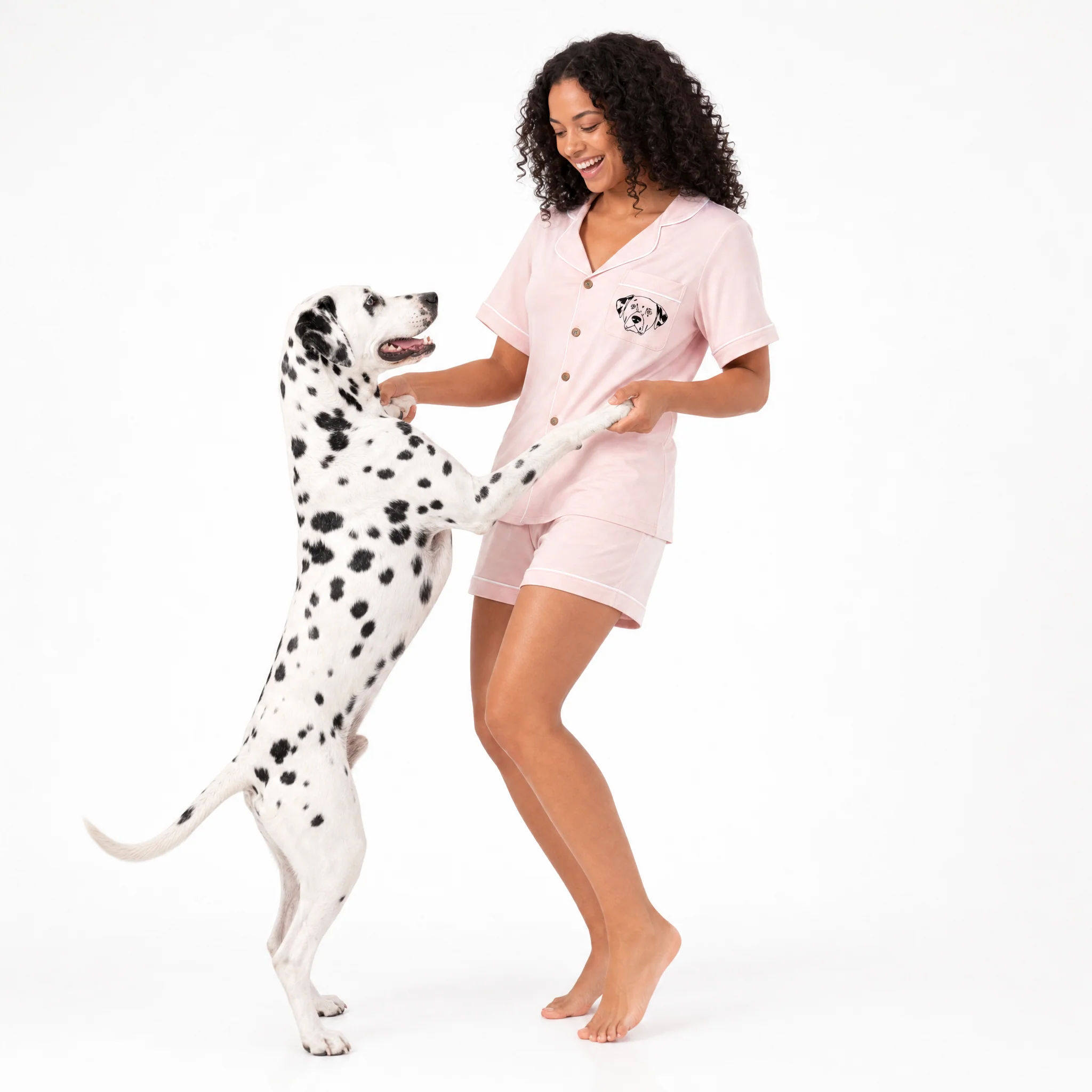 Premium Women's Bamboo Custom Pet Face Pajamas - Light Pink - Image 5