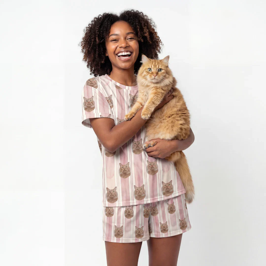 Relaxed T-Shirt Pajama Set | Pet Face Pajamas - Image 11
