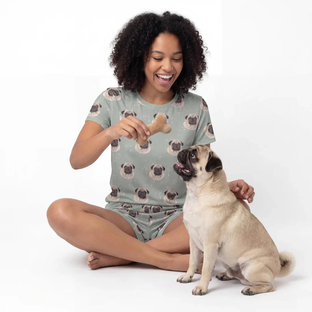 Relaxed T-Shirt Pajama Set | Pet Face Pajamas - Vintage Bloom - Image 2