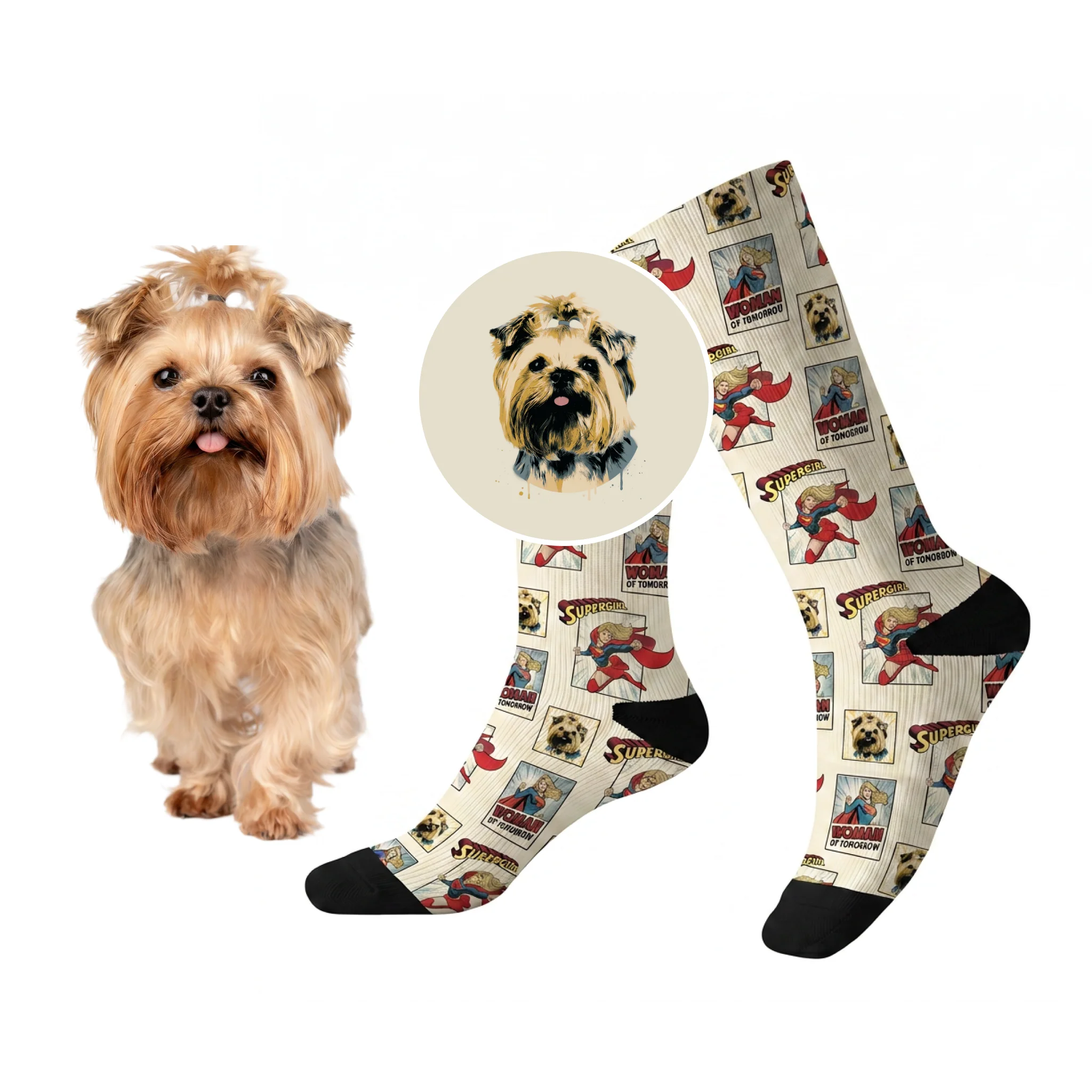 Custom Supergirl Socks with Your Pet’s Face - Image 4